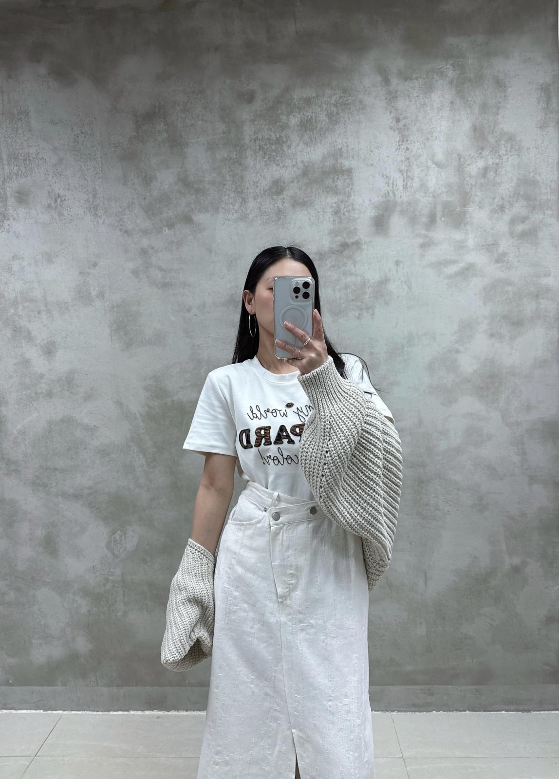 立體英文珠豹紋Tee