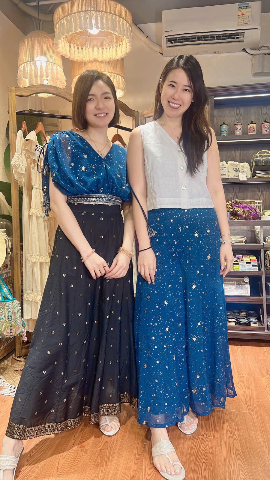 2711 Navy Blue Galaxy Chiffon Pants 37"