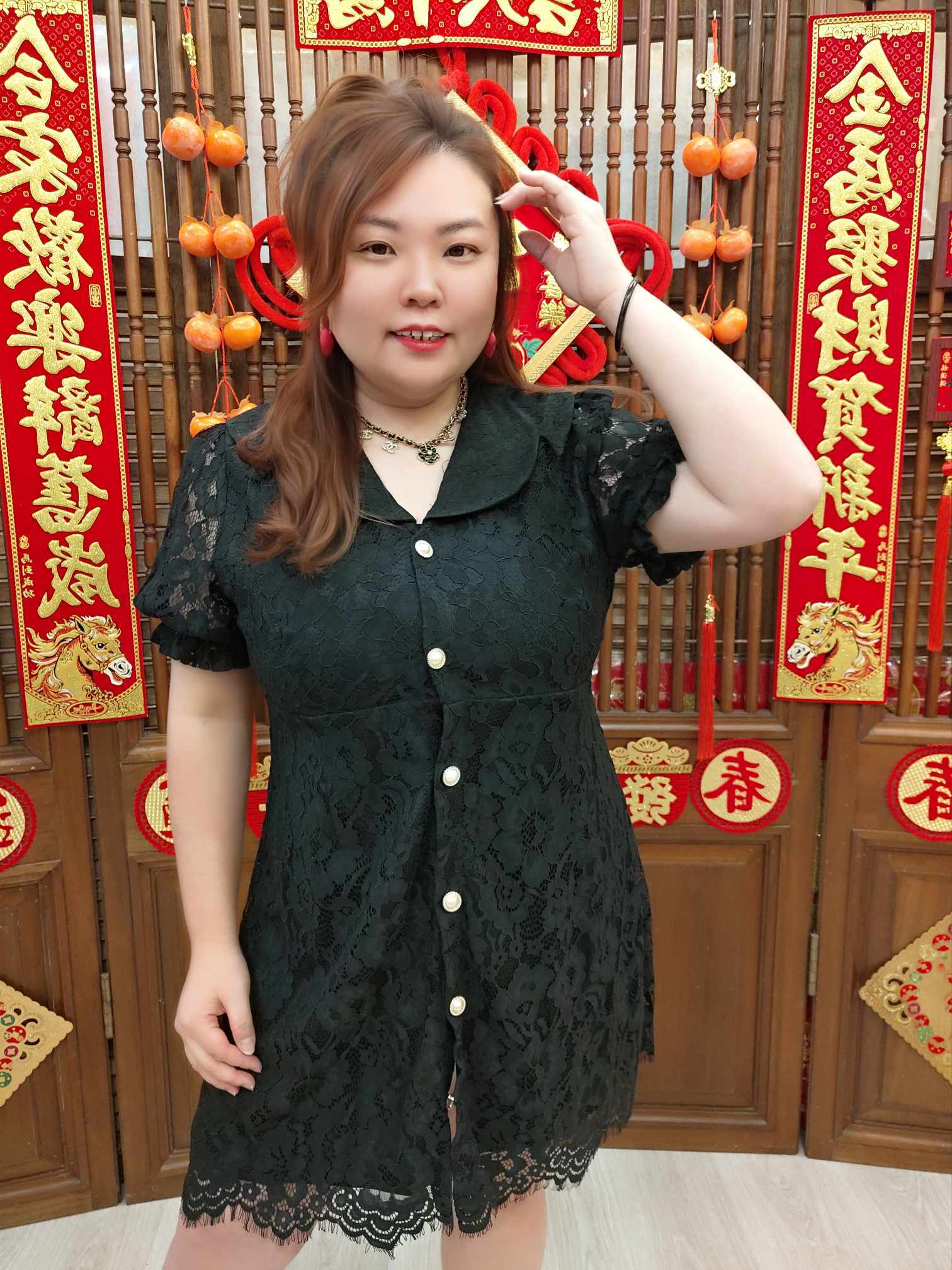 NJL12 TW#3506 复古领蕾丝款连衣裙