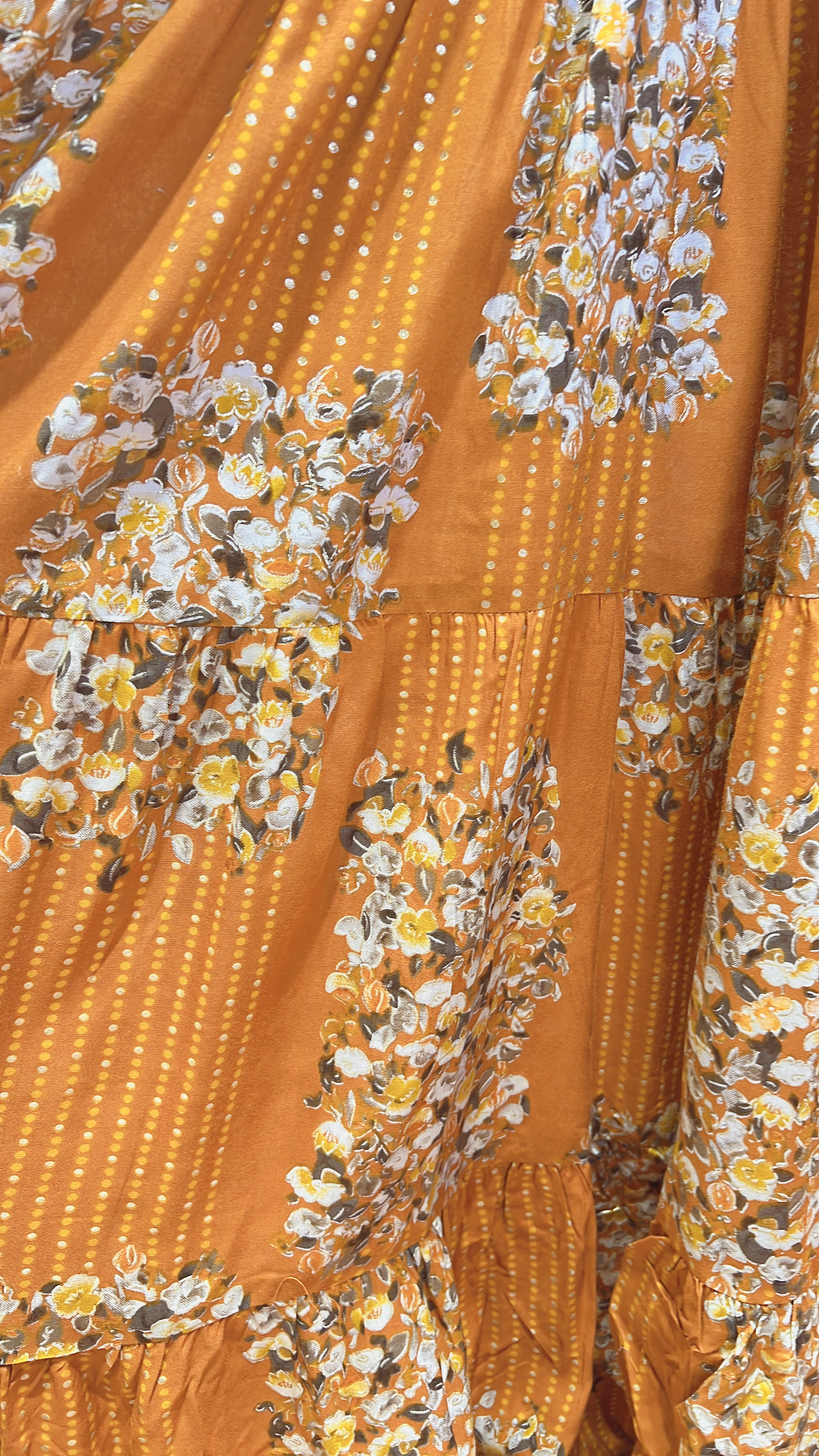 1984 Sunset Orange Round Neck Square Print Sleeveless 3-layered OP