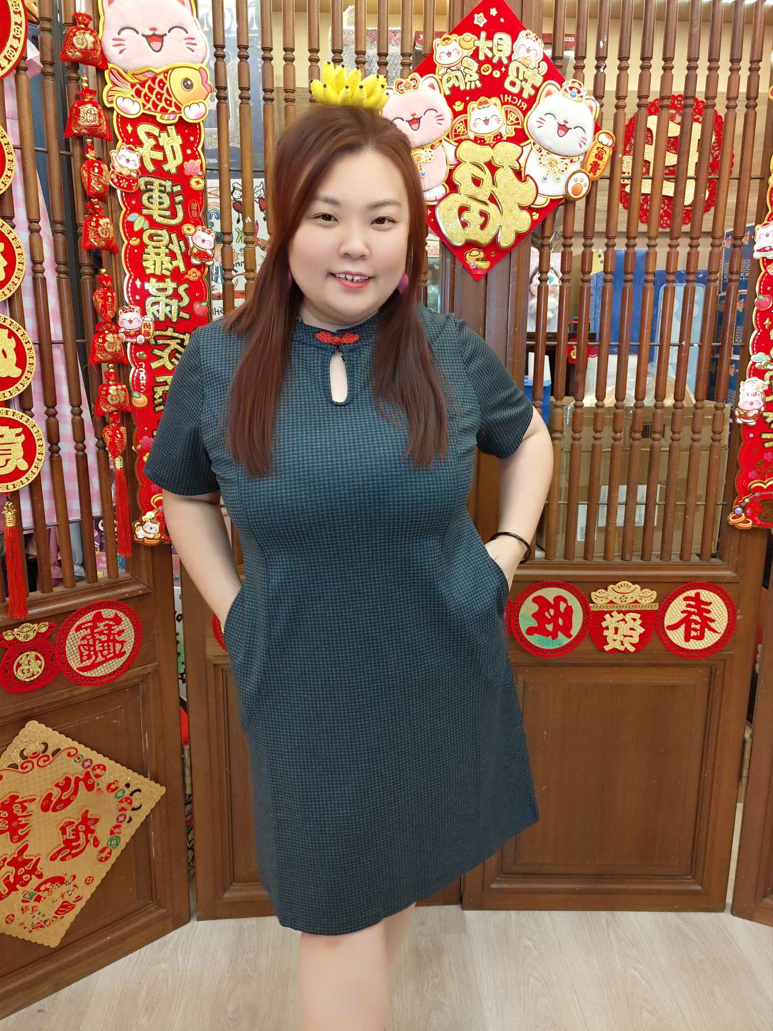 OTD11 BE#06-502576 千鸟格设计旗袍