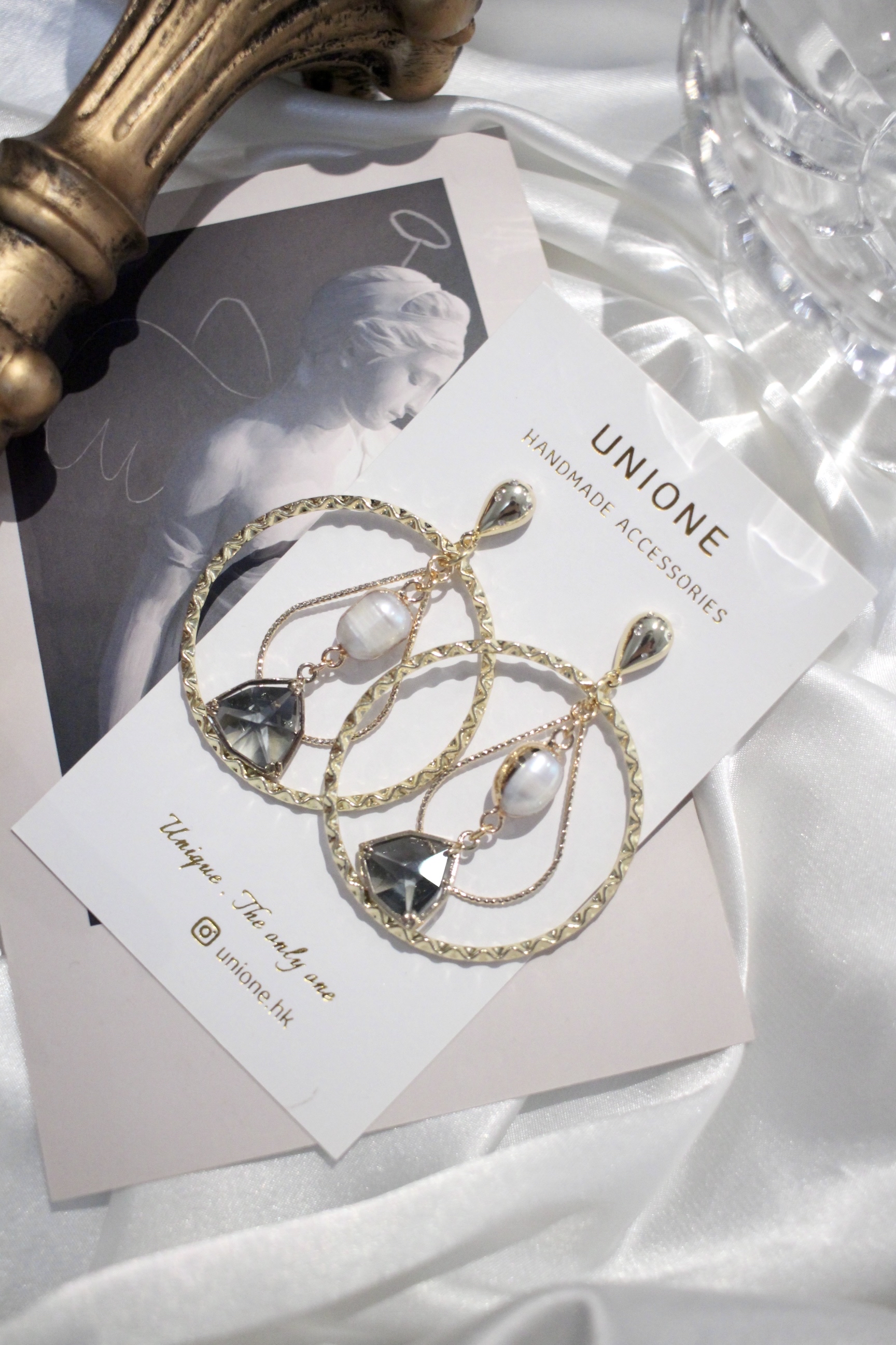 珍珠黑晶耳環✨