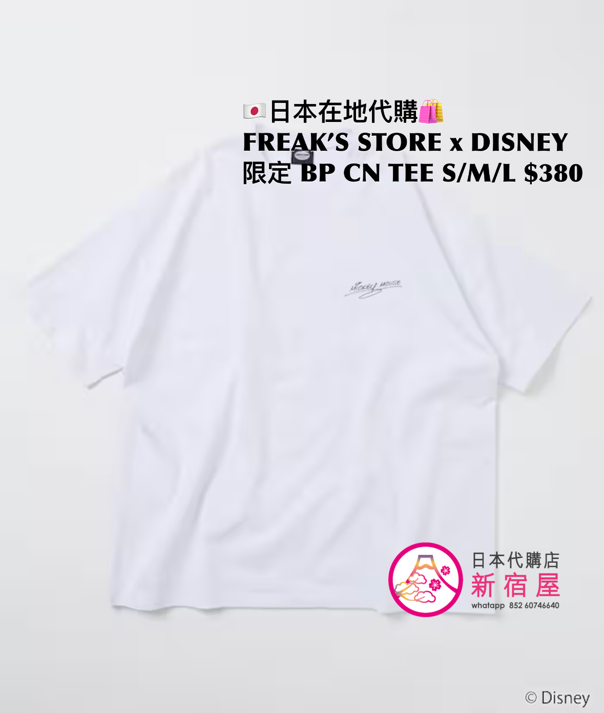 FREAK’S STORE x DISNEY 別注 BACK PRINT CREW NECK T-SHIRT
