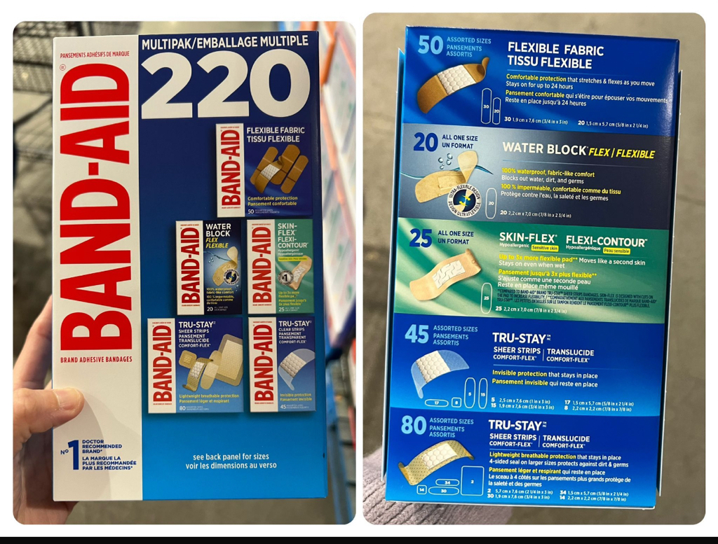 加拿大直送限時特價優惠中 Band-Aid 萬用膠布套裝 (1盒220片)