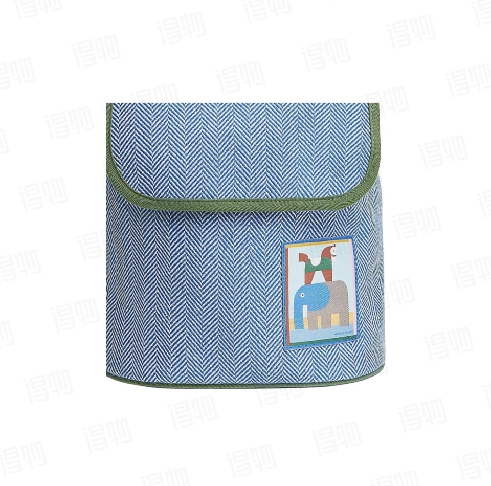 全新HERMES愛馬仕25動物部落羊毛背囊 藍色