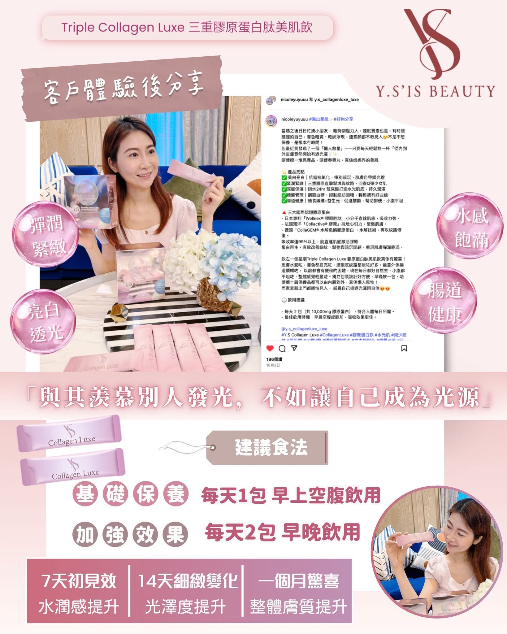 Y.S’IS Beauty Triple Collagen Luxe  三重膠原蛋白肽美肌飲 1盒20包