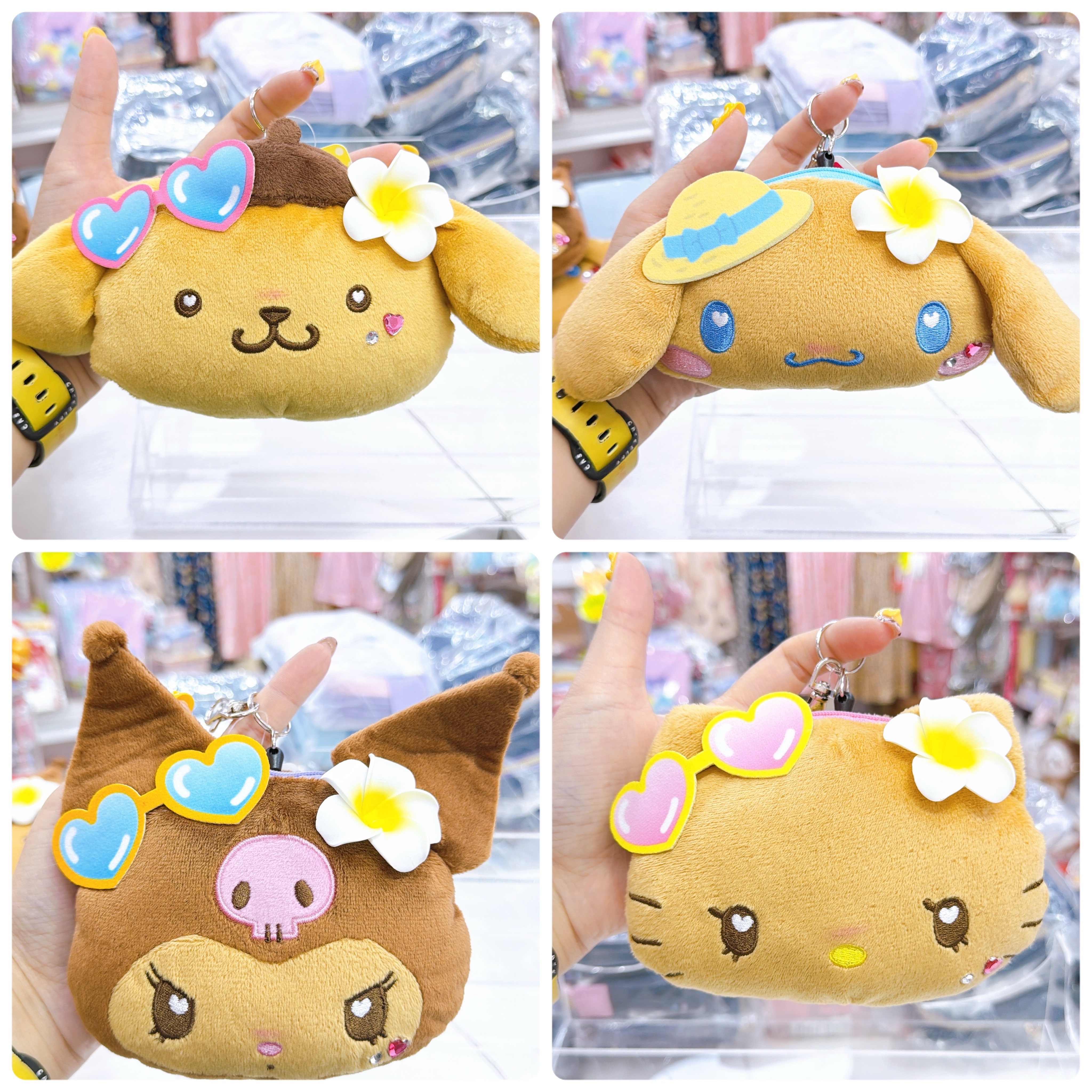 日本直送Sanrio 夏天黑皮泳裝系列 頭型伸縮卡套掛包散銀包