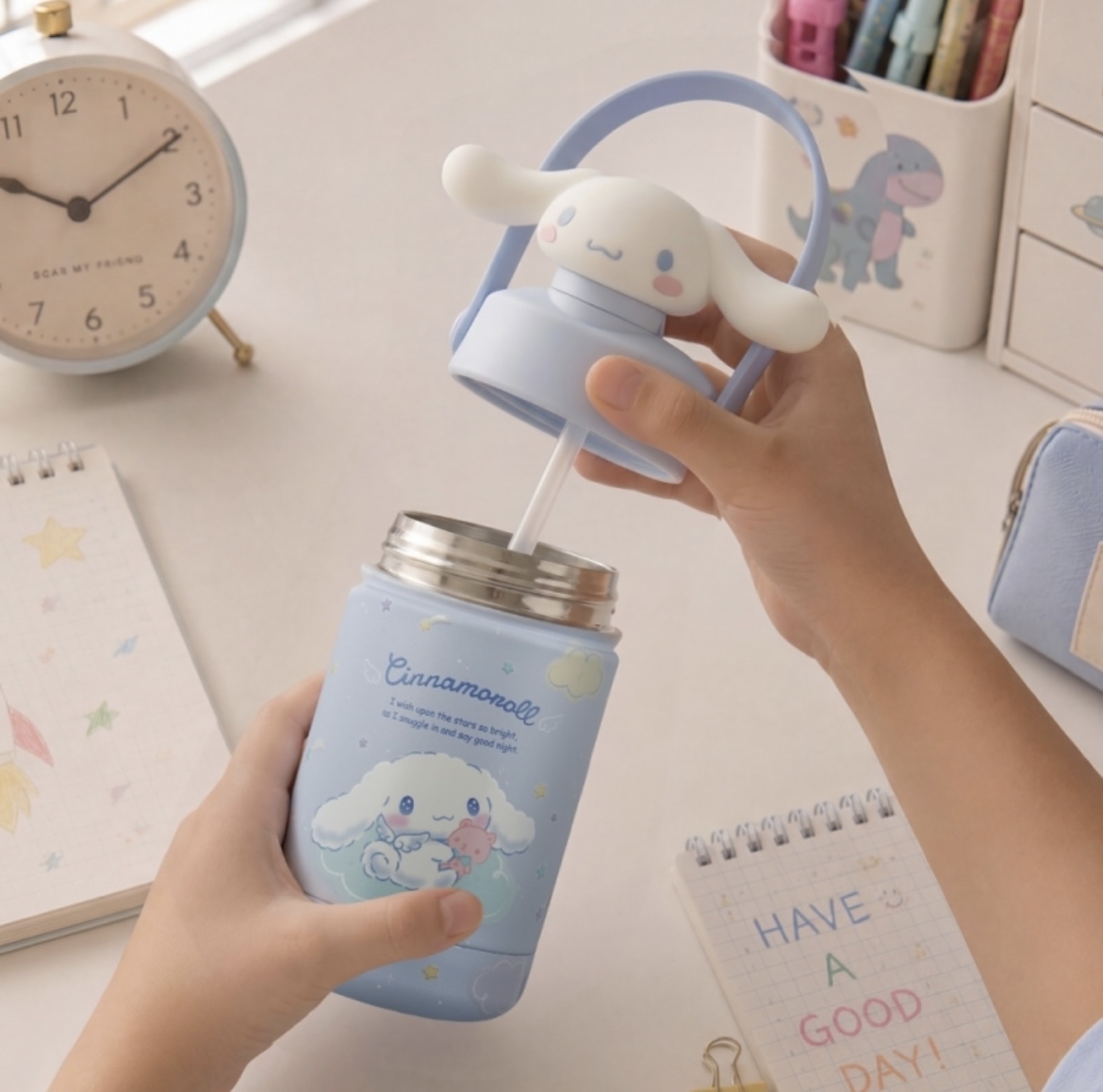 LocknLock x Sanrio 立體公仔雙飲保溫壺 390ml🩷🩵
