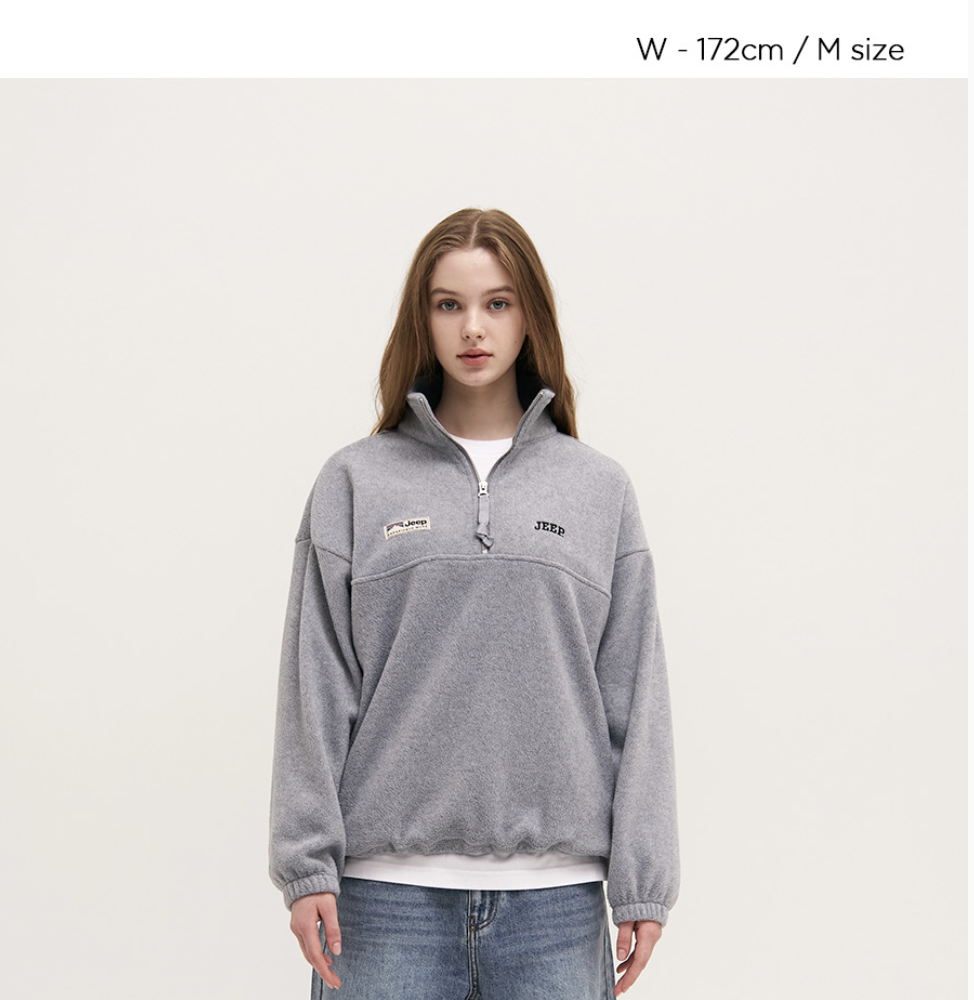 韓國 JEEP ESSENTIALS 小Logo 半拉鍊 抓絨衛衣  6色任選｜Small Logo Half Zip-Up Fleece