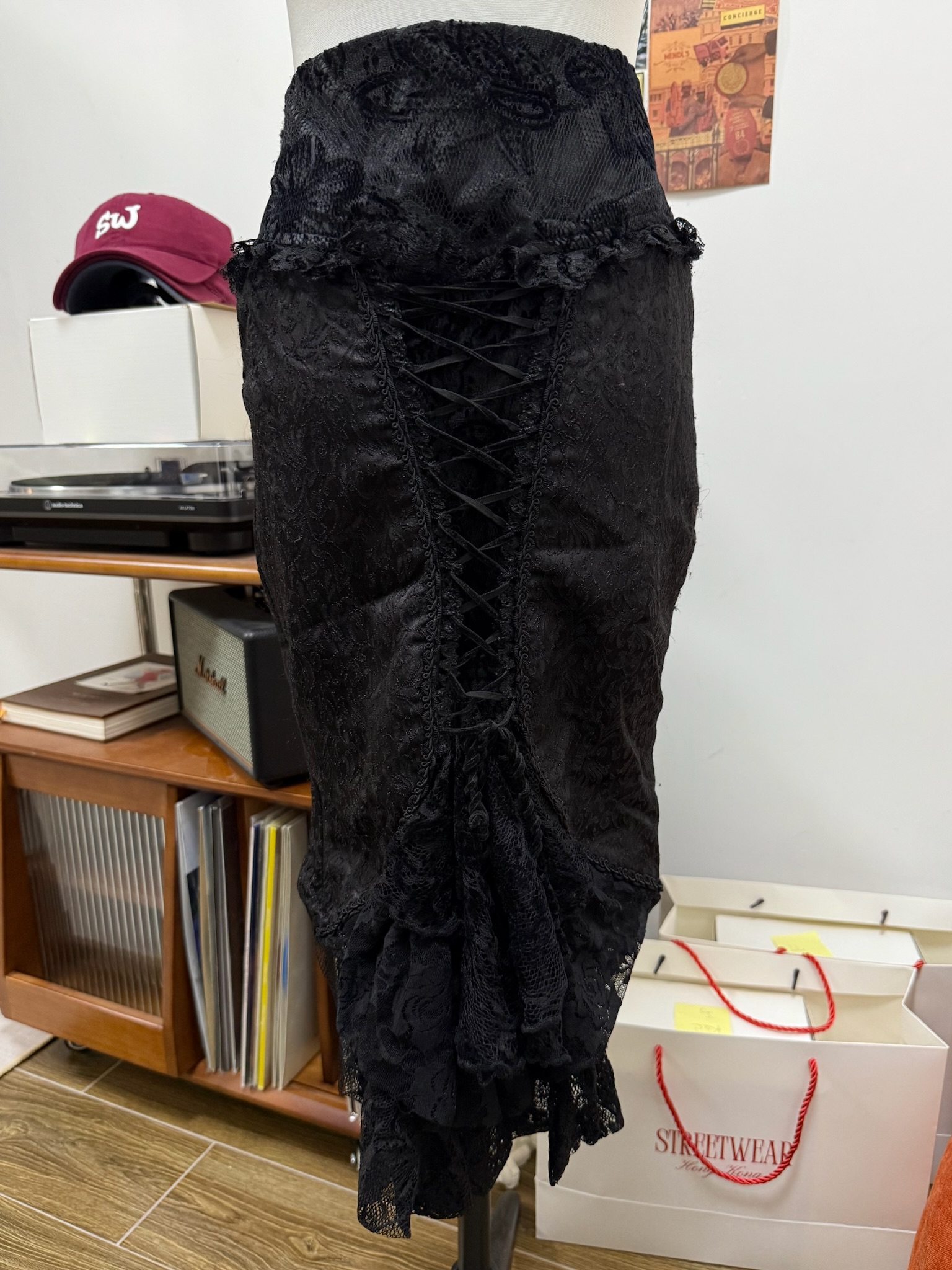 Punk Rock Lace Overlay Lace-Up Skirt/Top