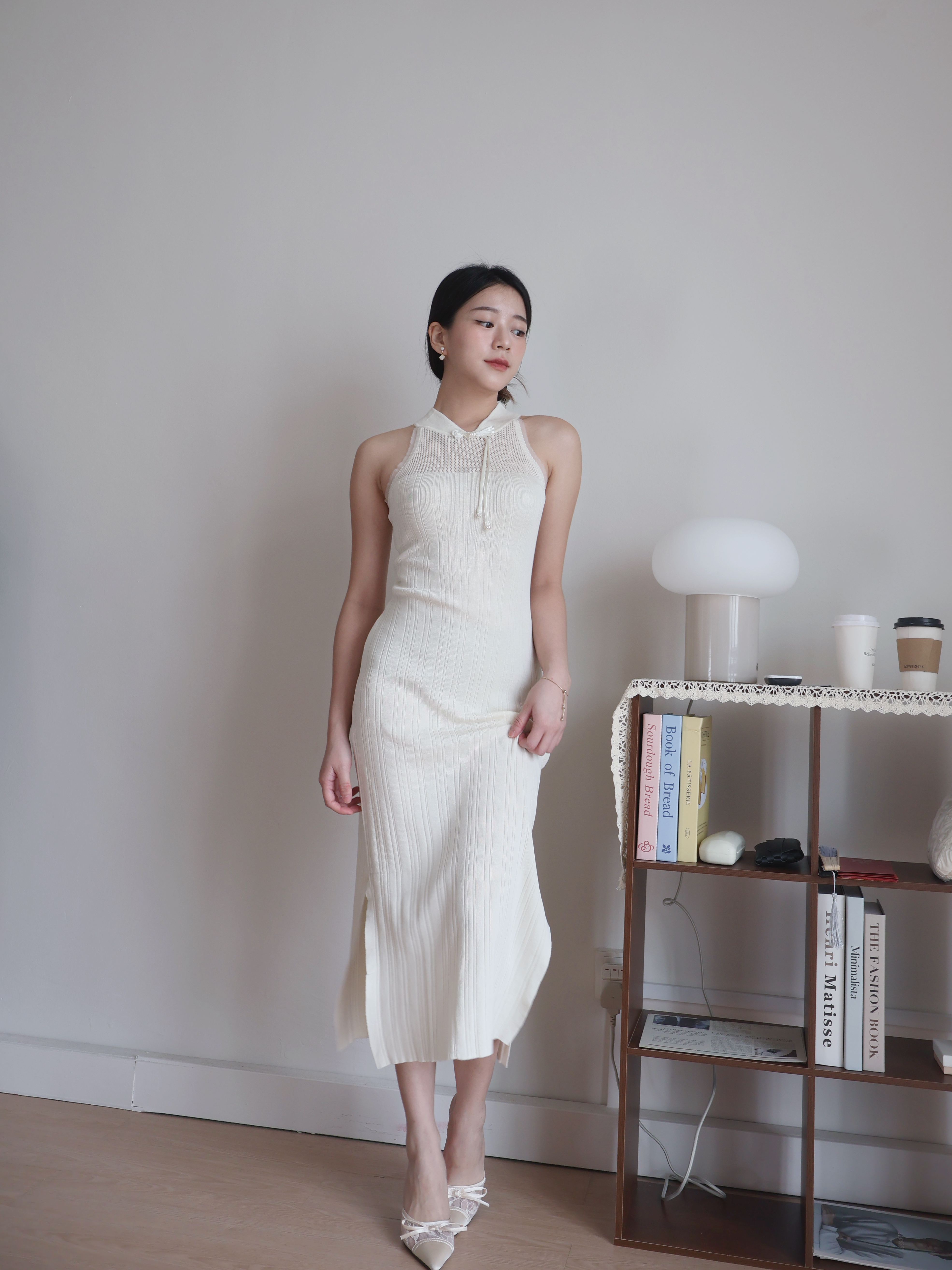 Qin Knitted Cheongsam | Cream