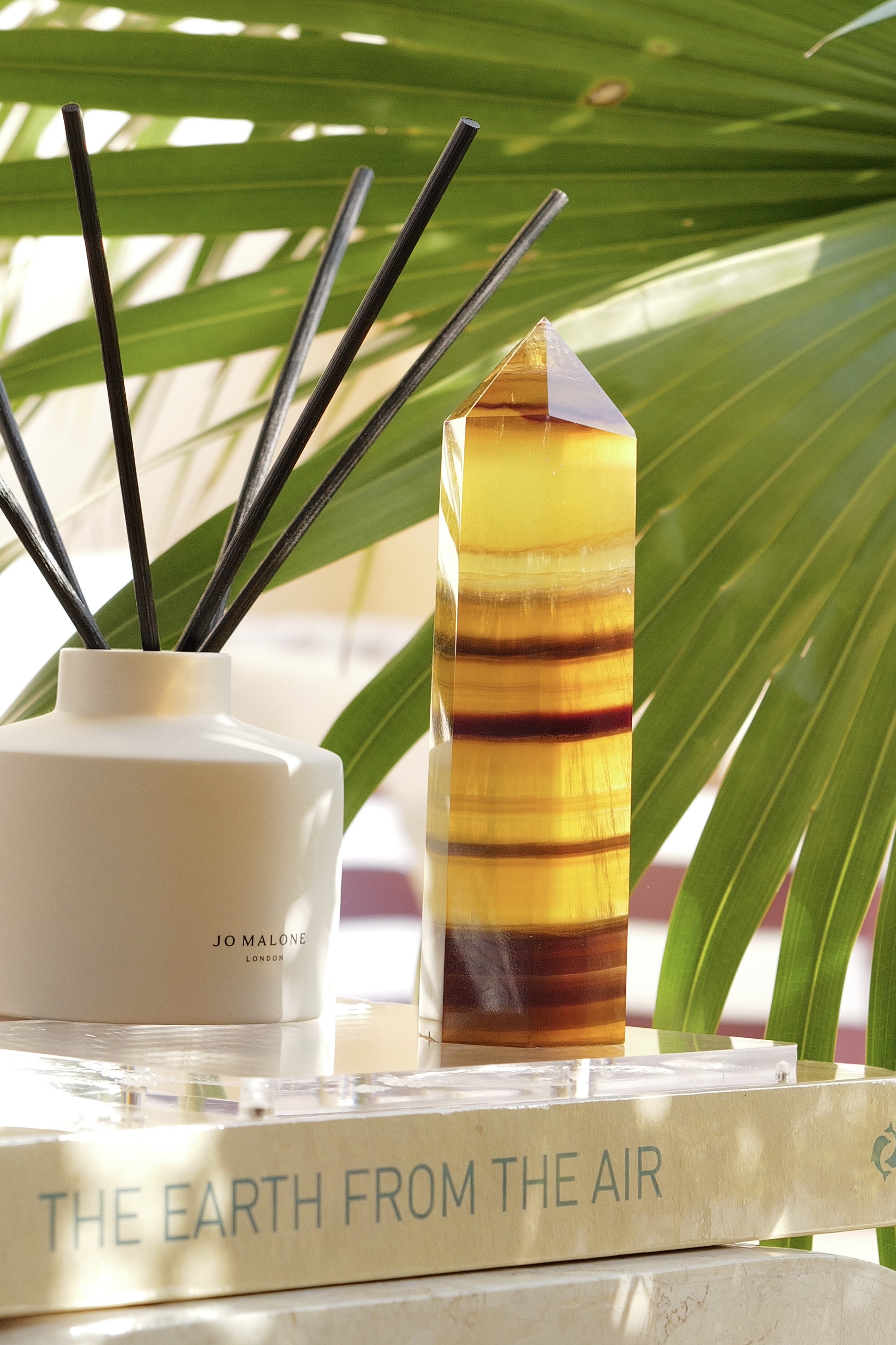  ༒18.6cm+黃螢石千層紋六角柱༒ FL.3502C82G10FM-RB5*