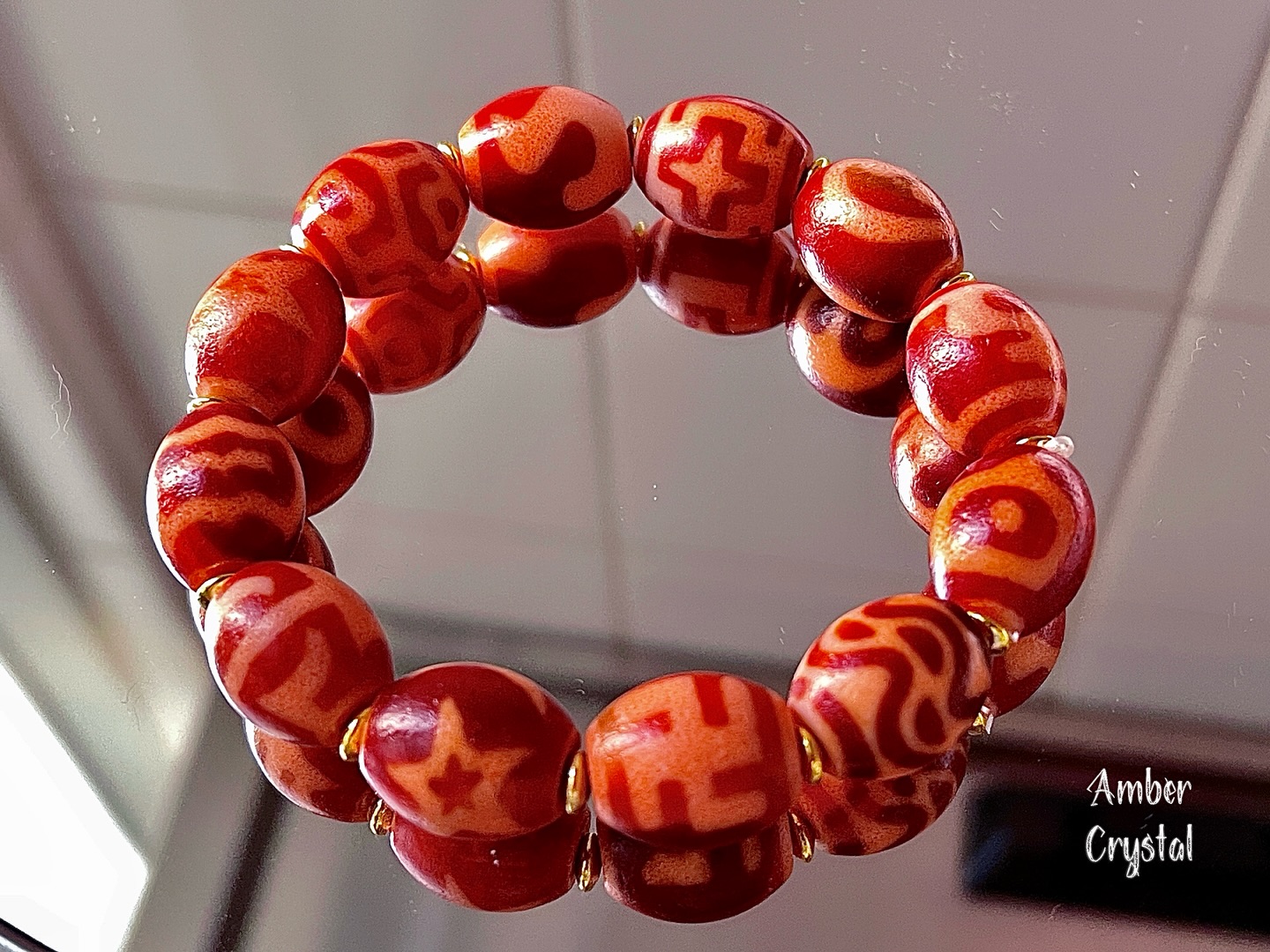 紅肉多寶達絡天珠 已開光加特 室內自然光拍攝