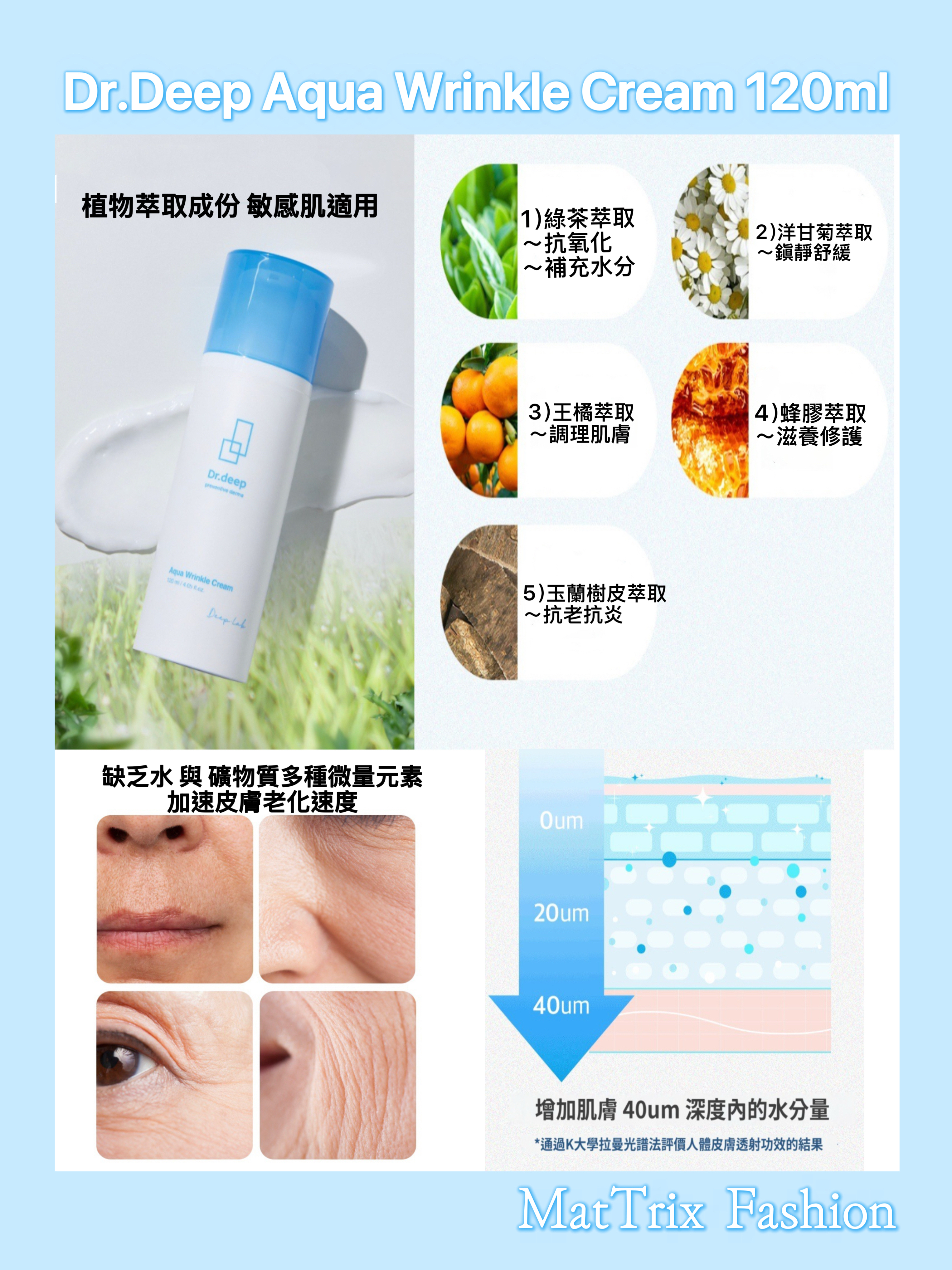 🏆Dr.Deep Aqua Wrinkle cream  保濕抗皺面霜/120ml   ☀️售價$380/1pc 