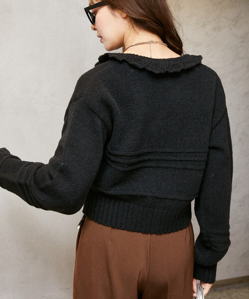 荷葉邊針織短外套