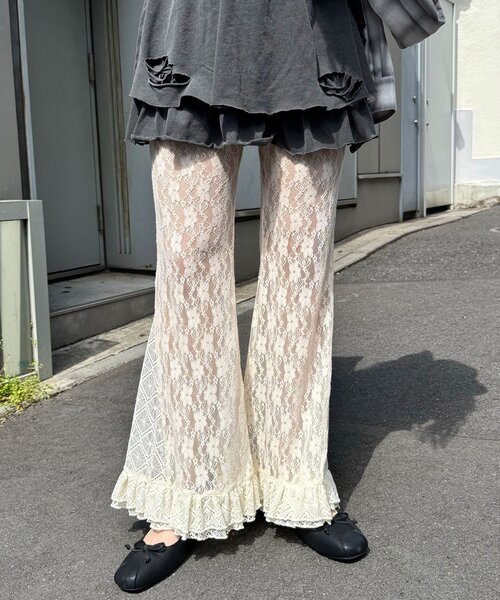 Lace喇叭層疊荷葉邊褲【JP011】