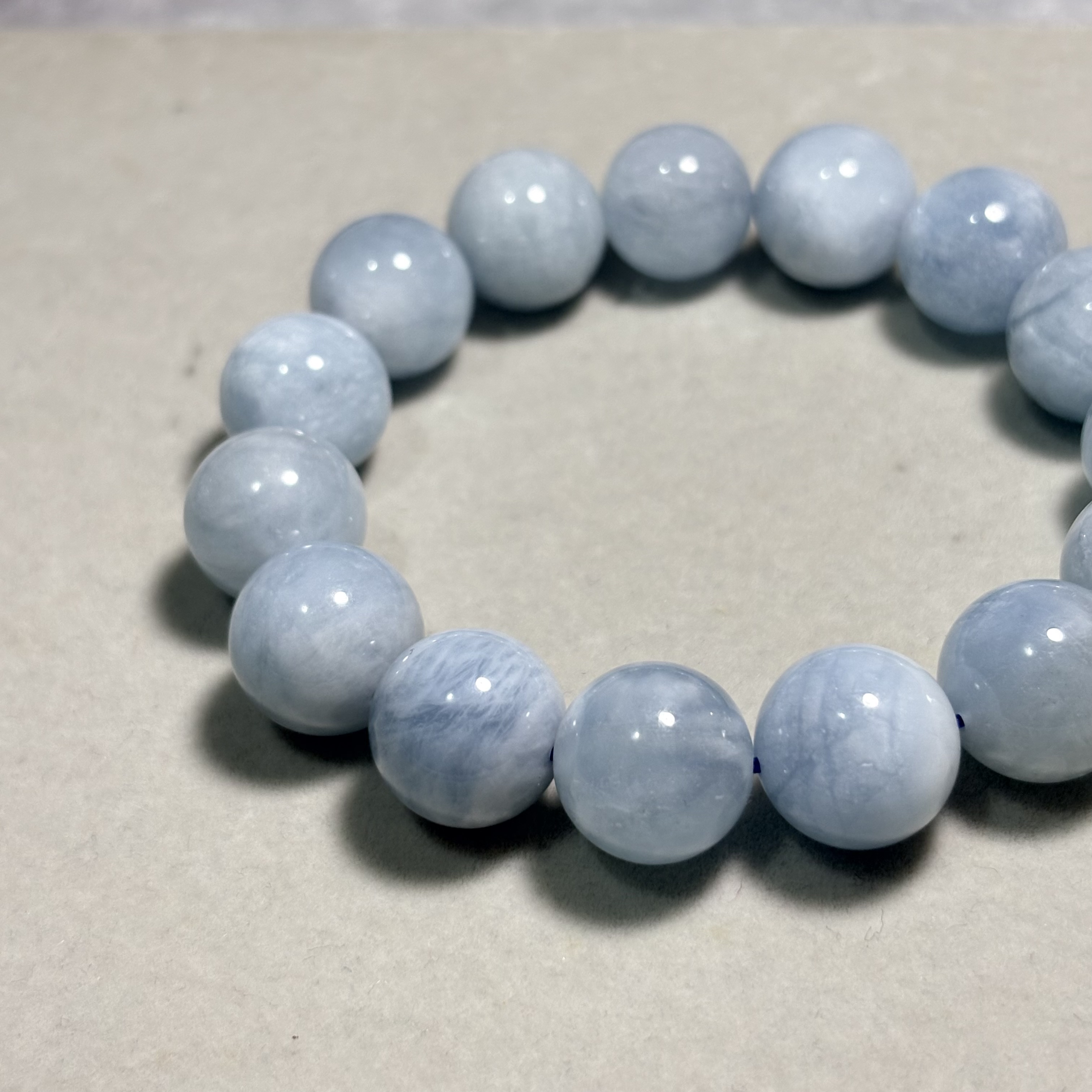 15mm海藍寶天然晶石手串No.4061