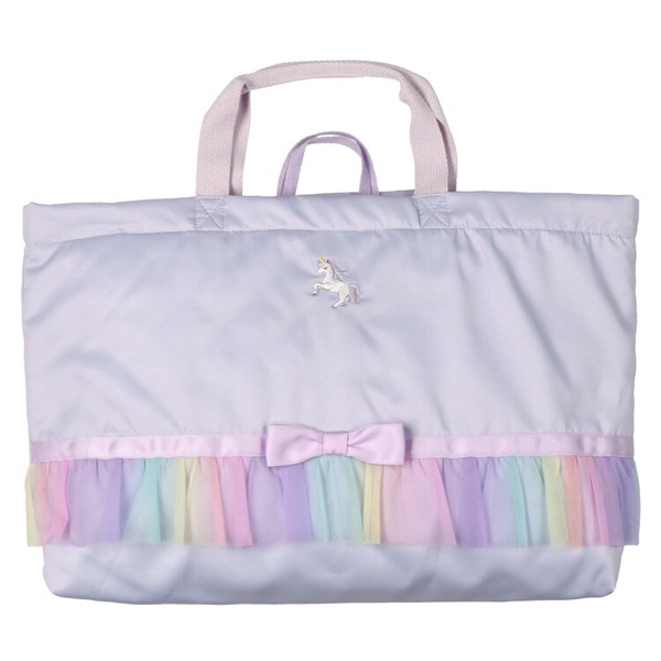 🆕【⭐訂購⭐】🇯🇵日本直送 🌀獨角獸 / 小熊刺繡 薄紗荷葉邊 絲帶 #功課袋🌀[ELBD-0034][260304]