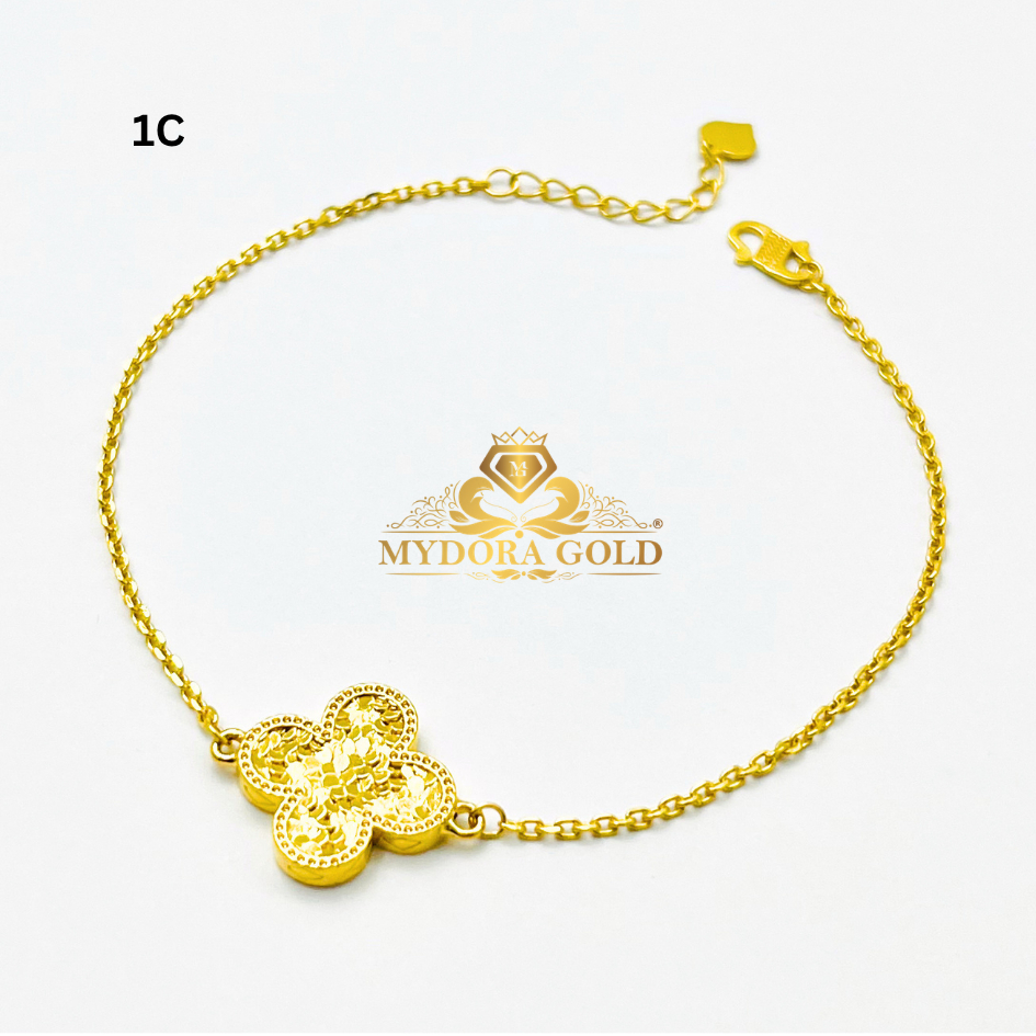 MYDORA Rantai Tangan Fesyen Sisik Clover l EMAS 916/22K