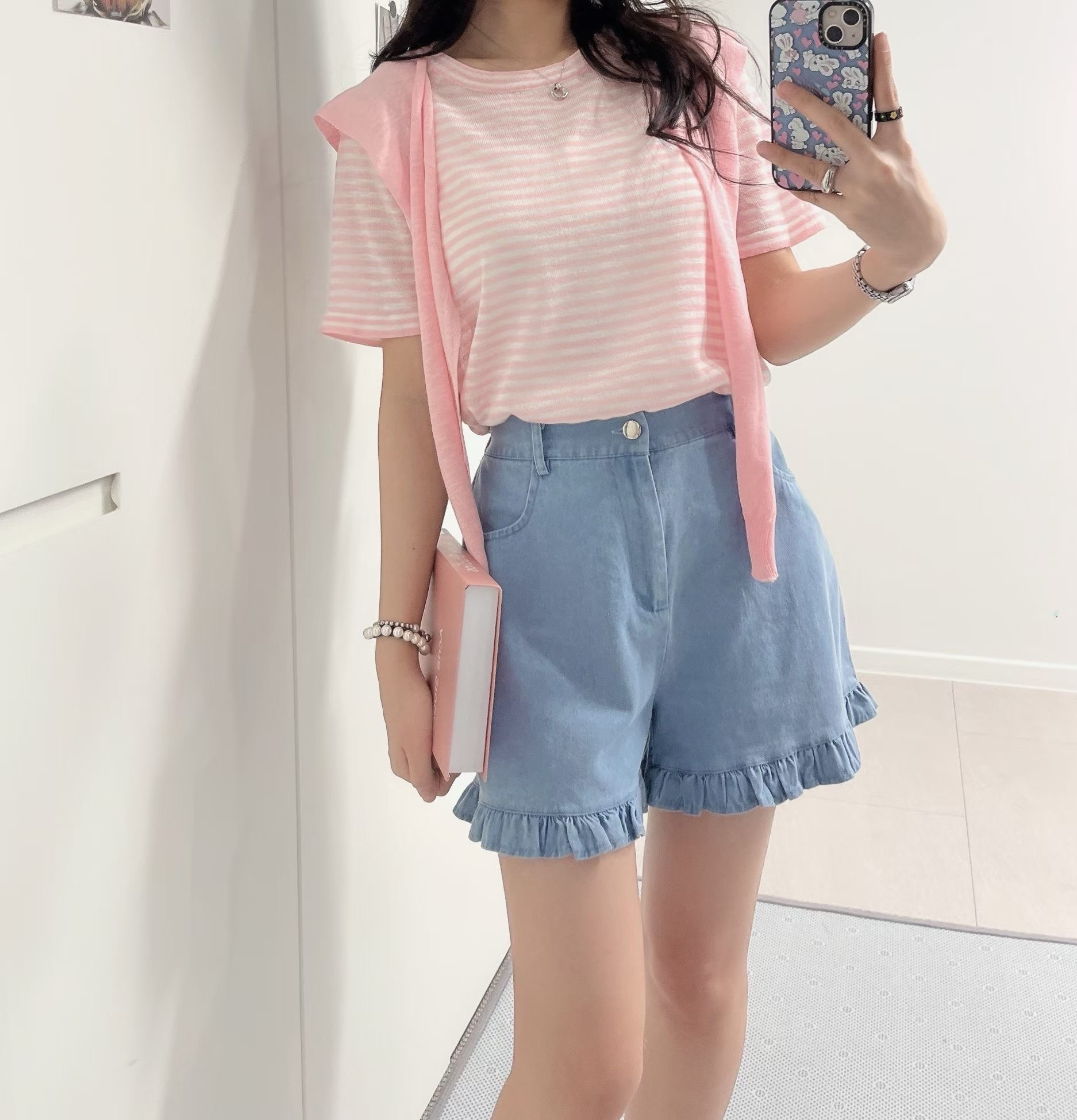 🇰🇷K5577 薄針織橫間假兩件tee