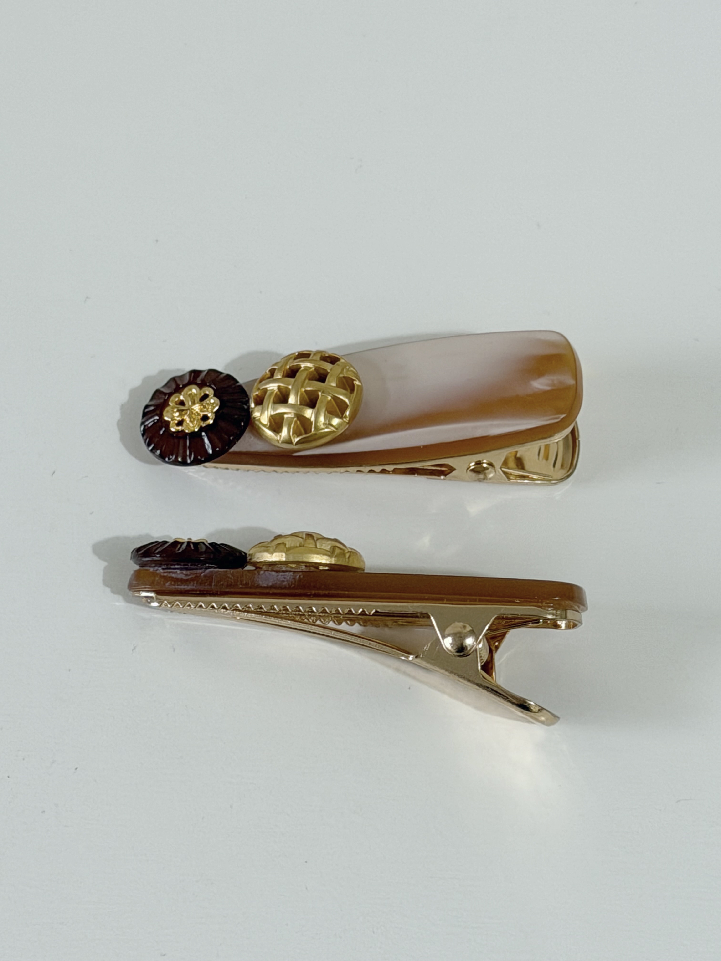 復古鈕扣髮夾 mini 4cm