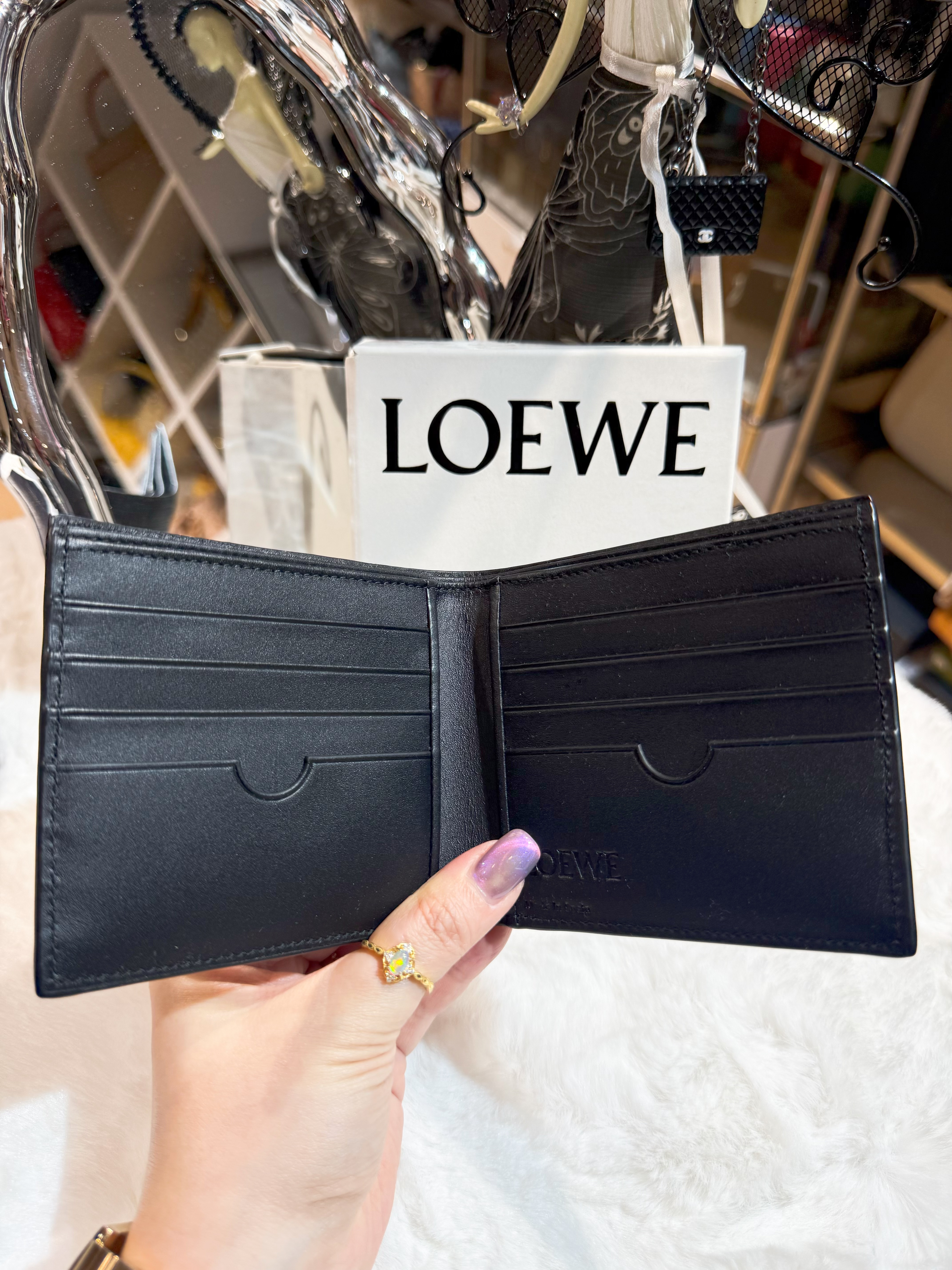 Loewe Linen bi fold wallet blk