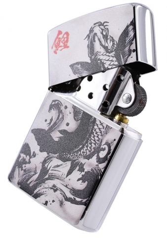 ZIPPO ZA-3-286B / ZBT-3-286B 日本圖案 銀色古董 鯉韻水墨 上升鯉魚 防風打火機 | ZIPPO 指定授權經銷商 | 美國製造 | 收藏
