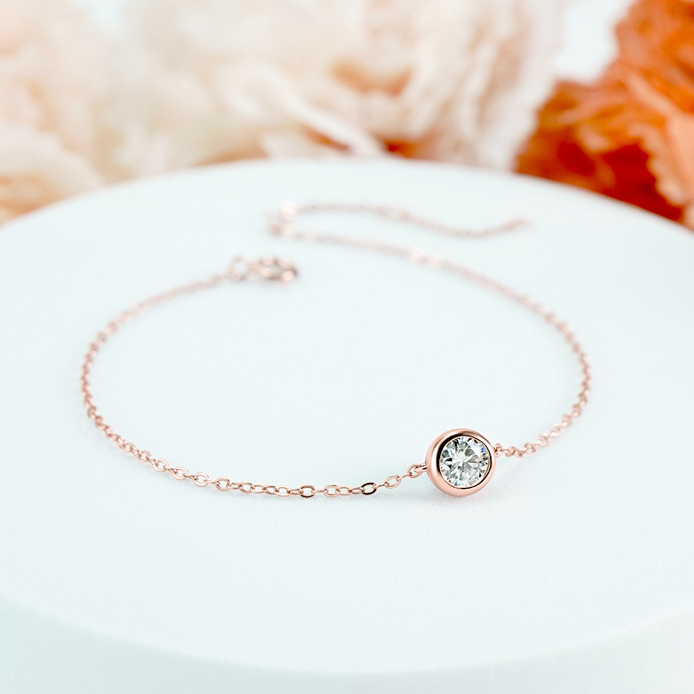 📦訂購 台灣限定 STORY 故事銀飾 簡愛單鑽莫桑石純銀手鏈