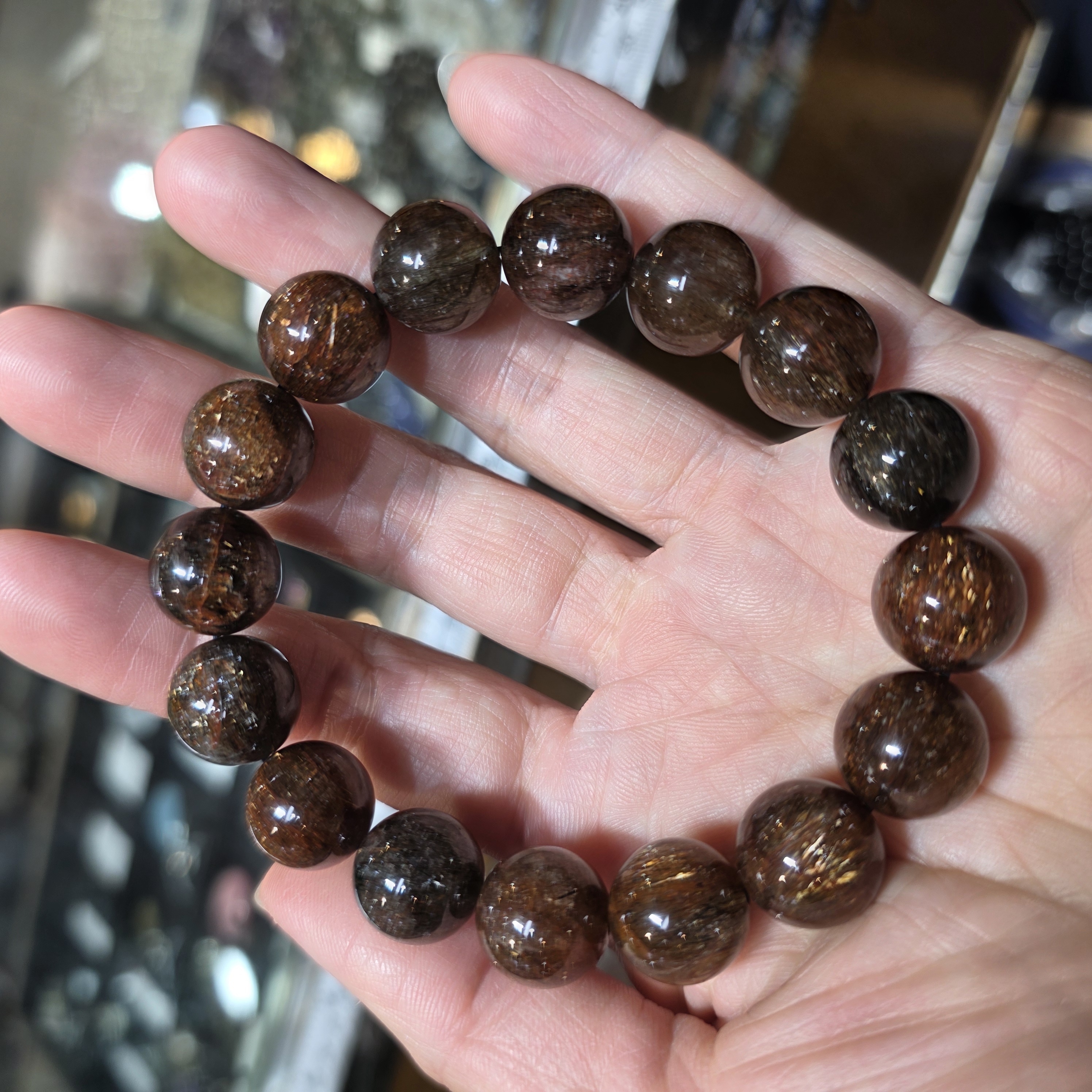 黑銅髮晶手串(Black Copper Rutilated Quartz)