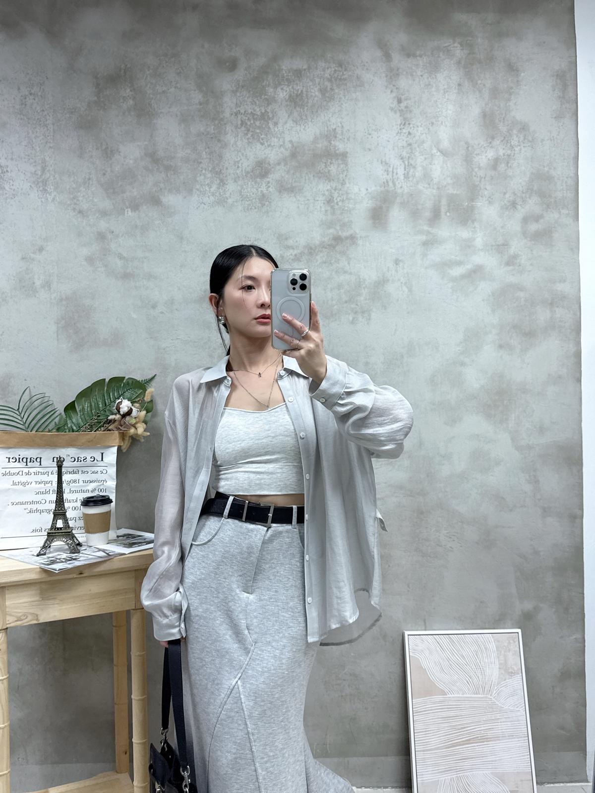 絲質側扣防曬恤衫