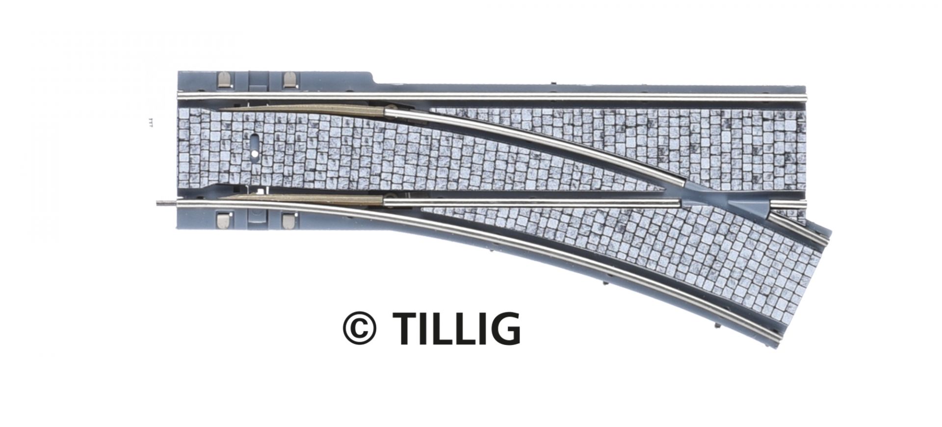 Tillig LUNA HO 單軌鋪路石分差向右R250/25°波口 1:87 Single-track branches paving-stones 馬路路軌•城市輕軌•電車路軌