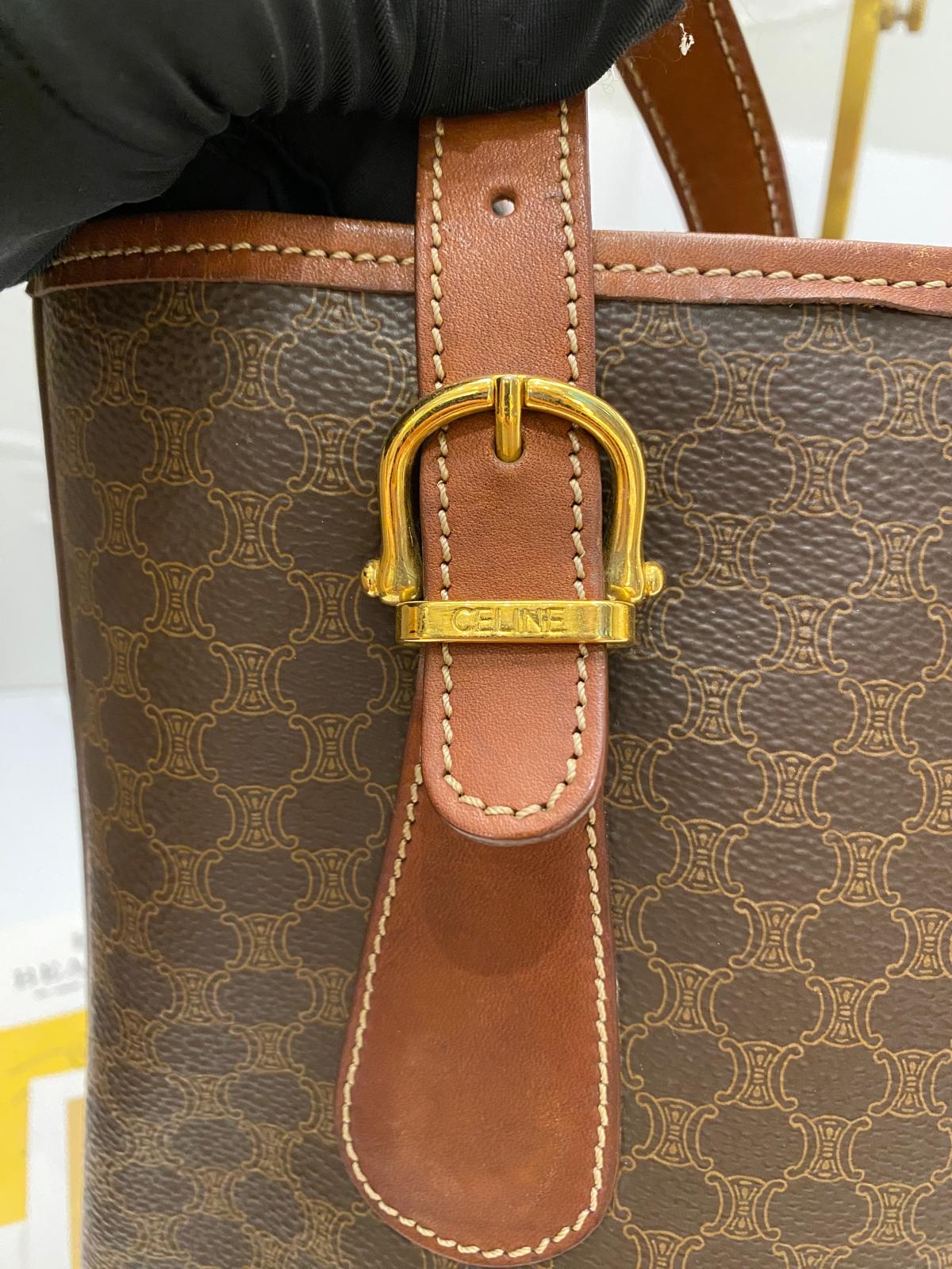 Celine Vintage Macadam Triomphe Bucket Bag