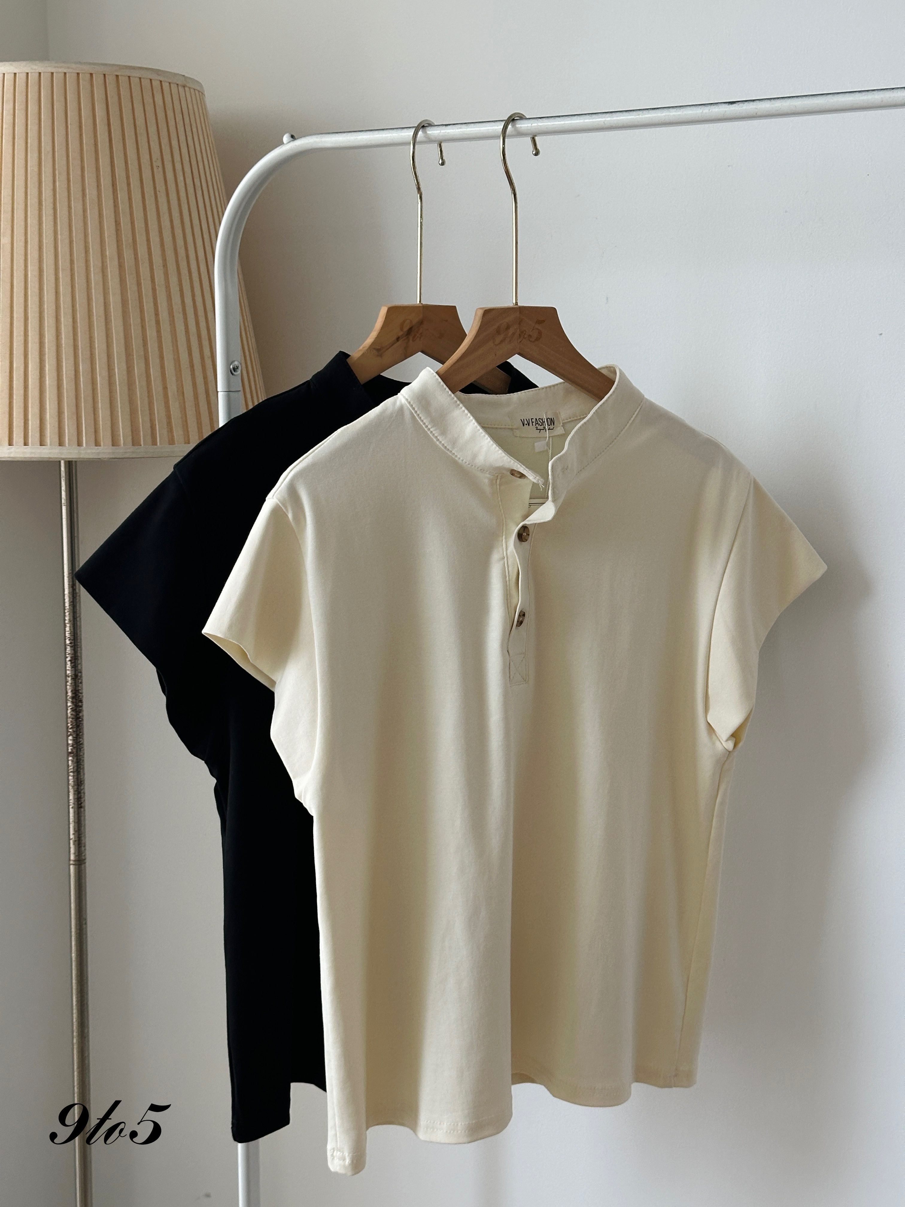 T3899 Band Collar Top - 6 Colors