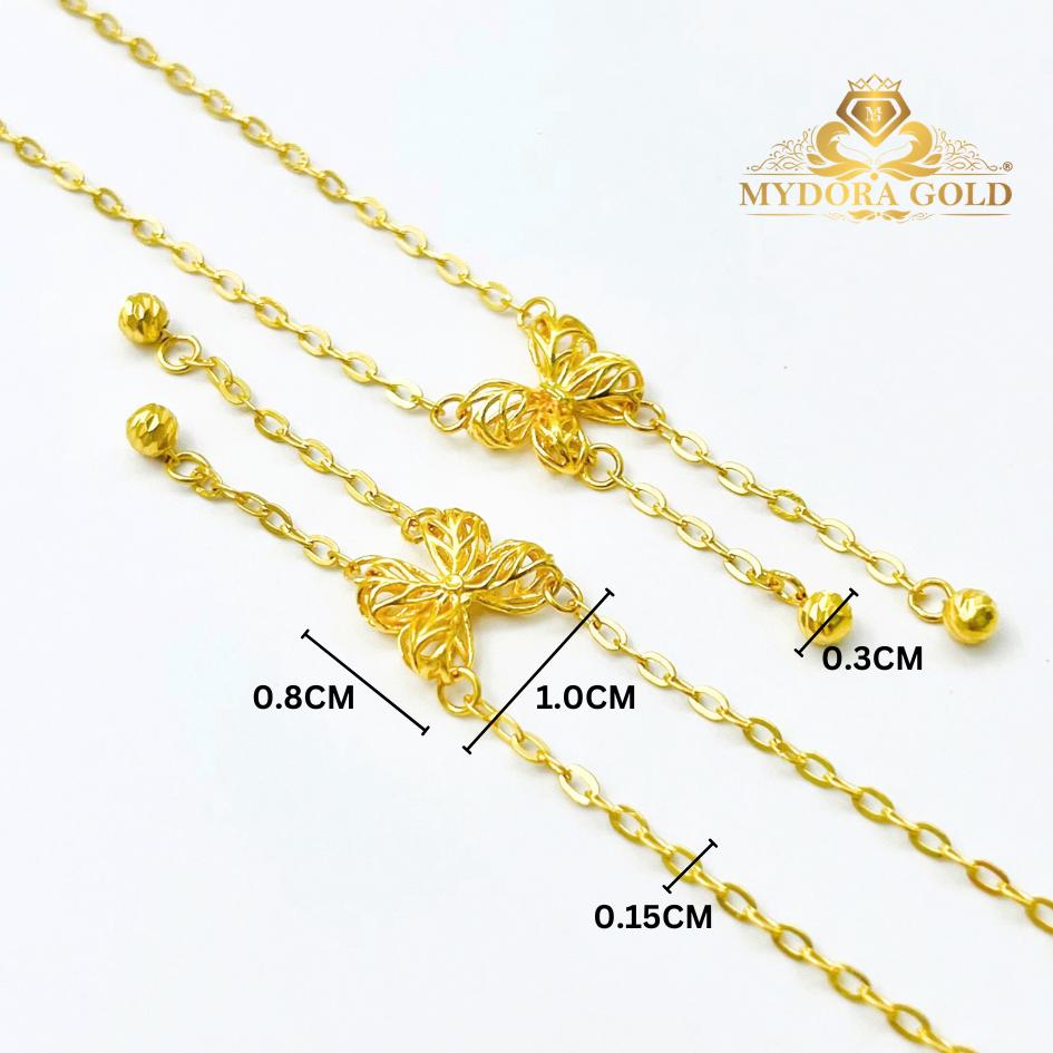 MYDORA Rantai Leher Choker Sauh Padu + Butterfly Kerawang l EMAS 916/22K