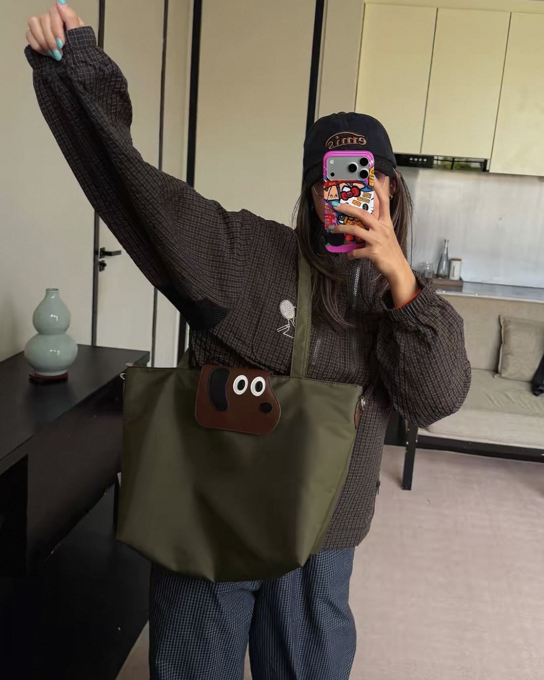  裝得下世界的大頭狗狗・兩用大容量托特包