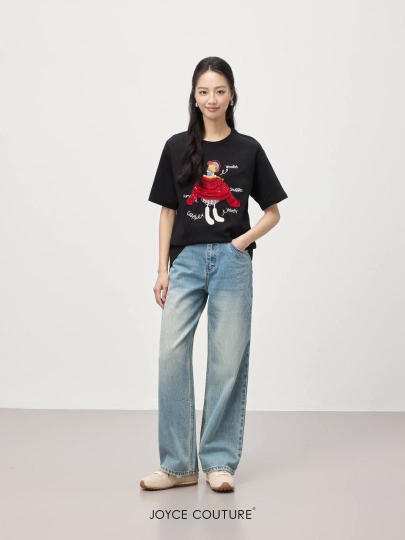 宽松绣鸭上衣 T0064