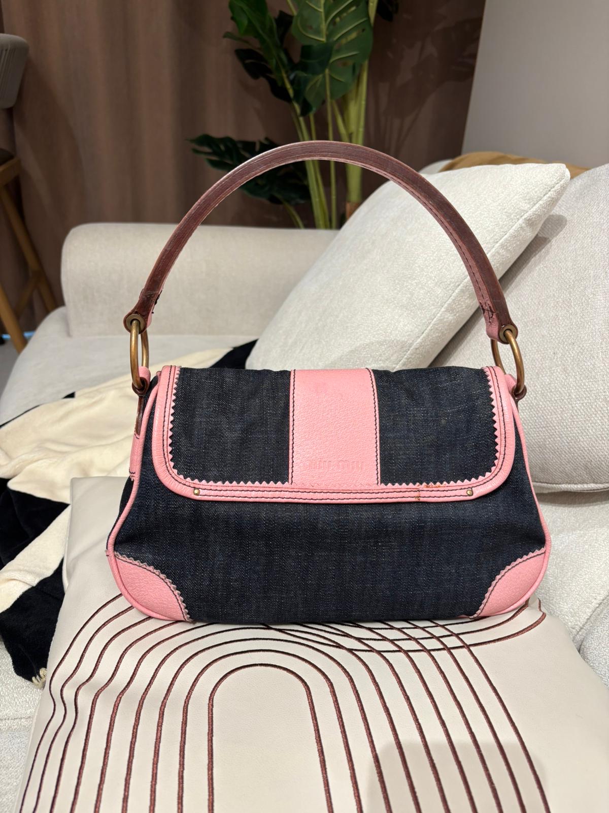 Miu miu denim hobo flap bag 100%Authentic ,90%new