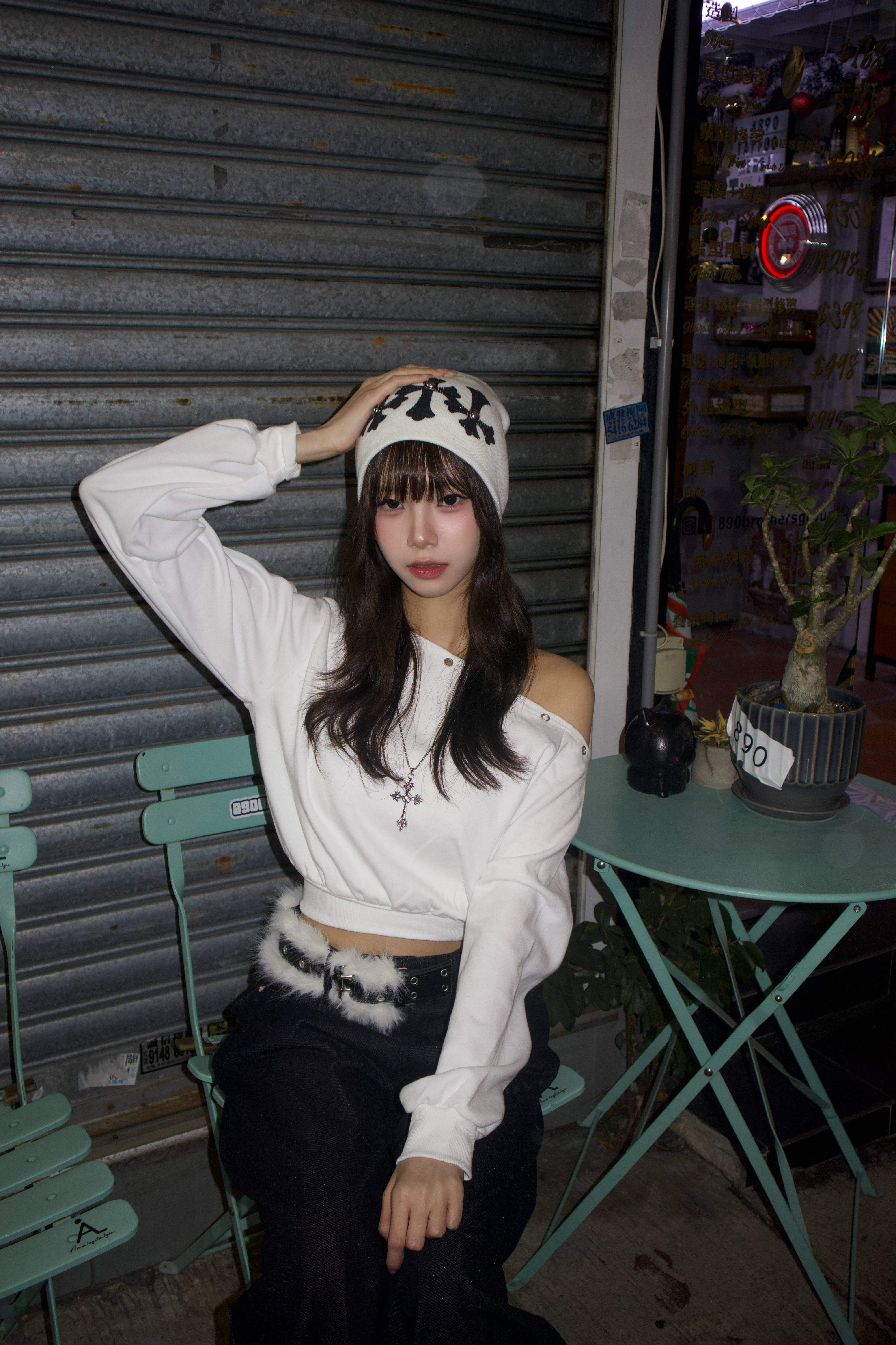 已售罄❌韓國寬鬆露膊窩釘hoodie 