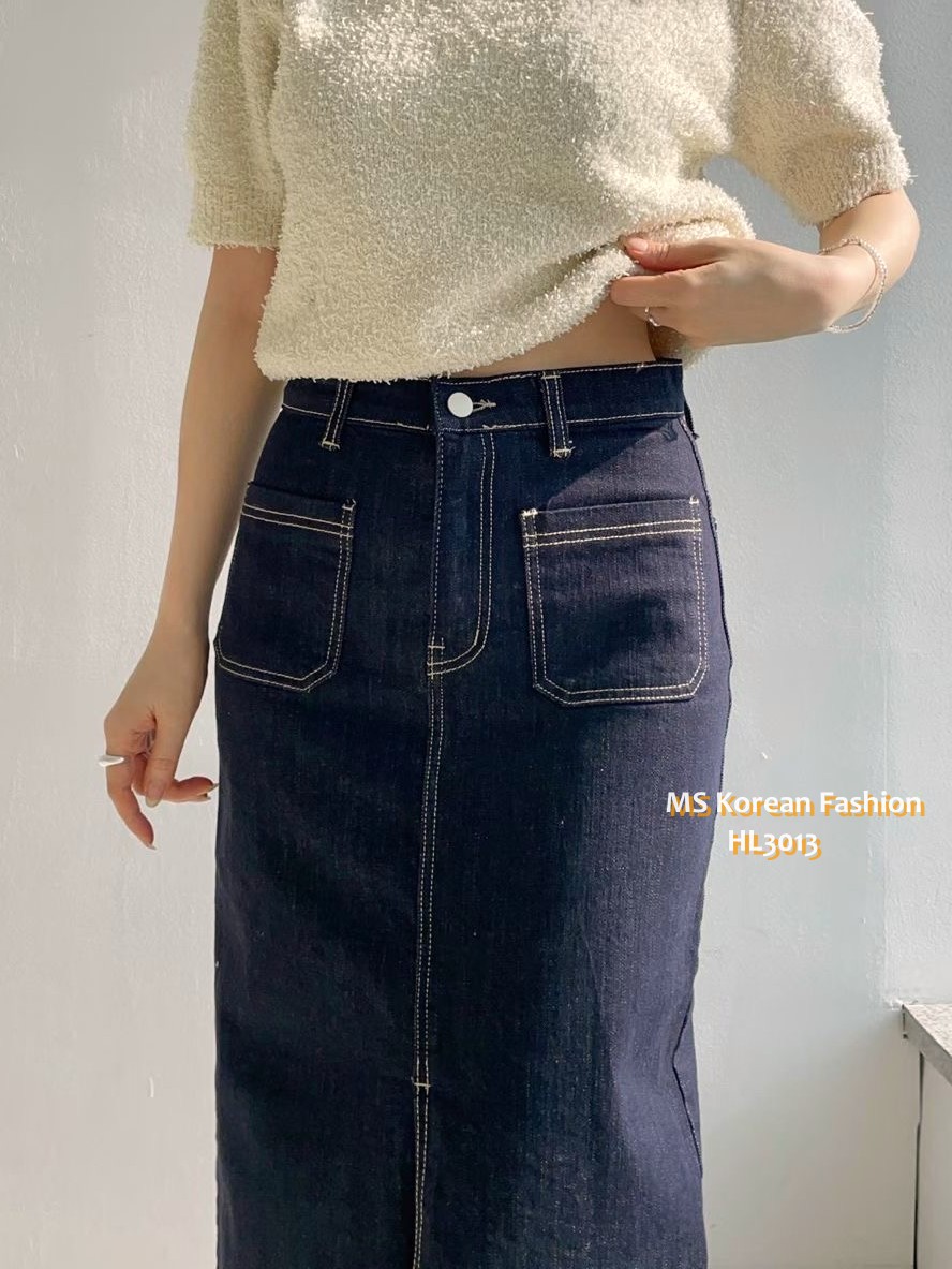 HL3013 韓國🌼Howluk前開叉中長半裙