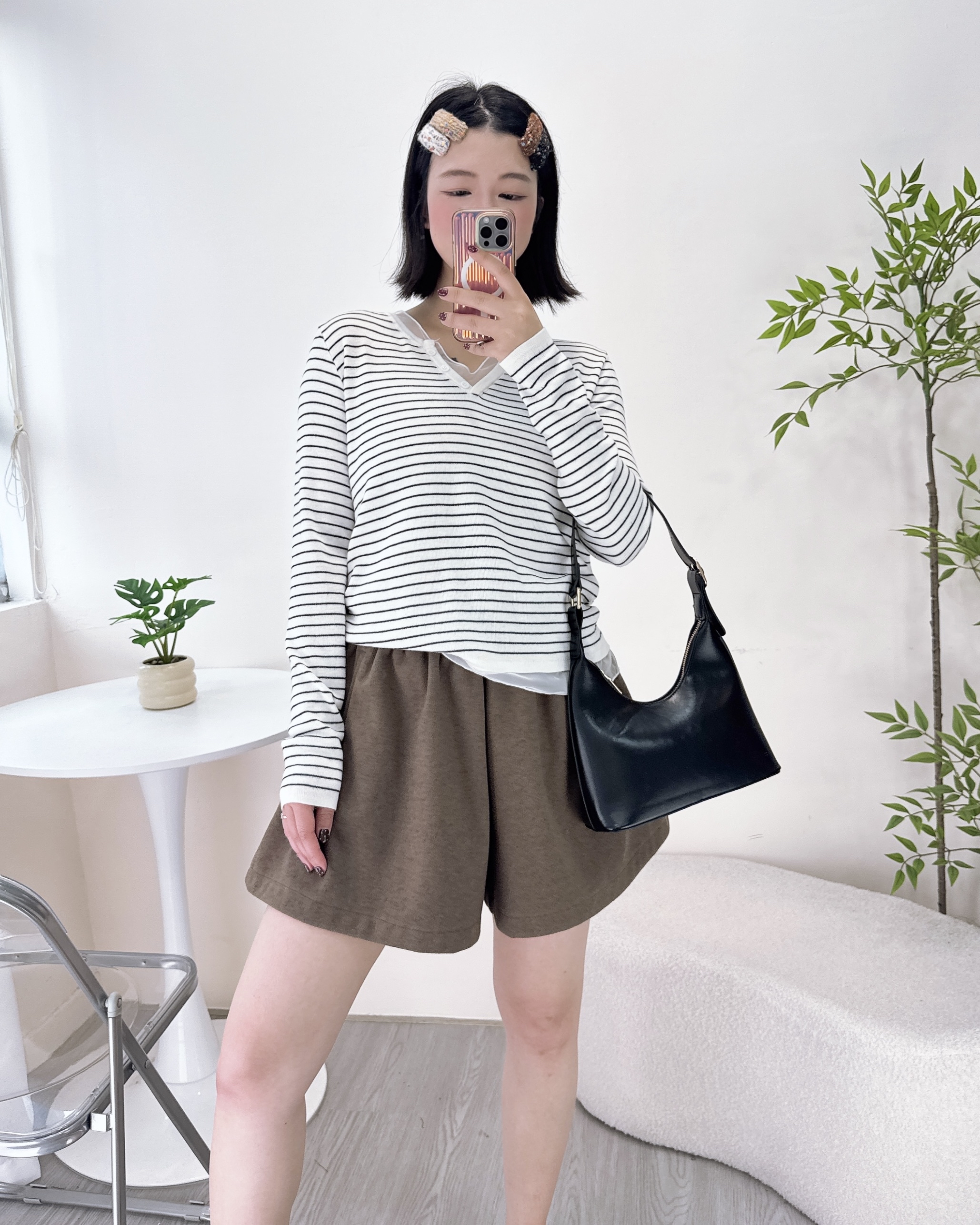 超柔軟線棉拼網紗橫間上衣 2色