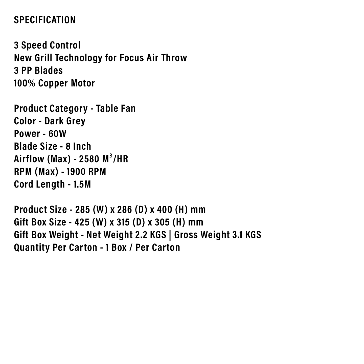 Faber 8" Scento Circulation Fan FTF C5211