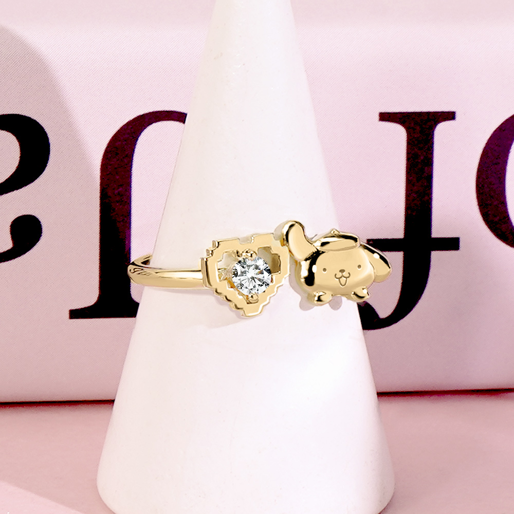 📦訂購 台灣限定 三麗鷗 SanrioＸSTORY 故事銀飾 30週年系列 Pom Pom Purin 布丁狗像素雷刻晶鑽純銀戒指