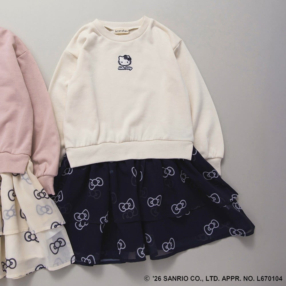 🆕【⭐訂購⭐】🌀 🇯🇵 日本直送 #Kitty 刺繡 疊穿衛衣雪紡 連身裙［2款選］🌀 [ELIA-0147] [261020]