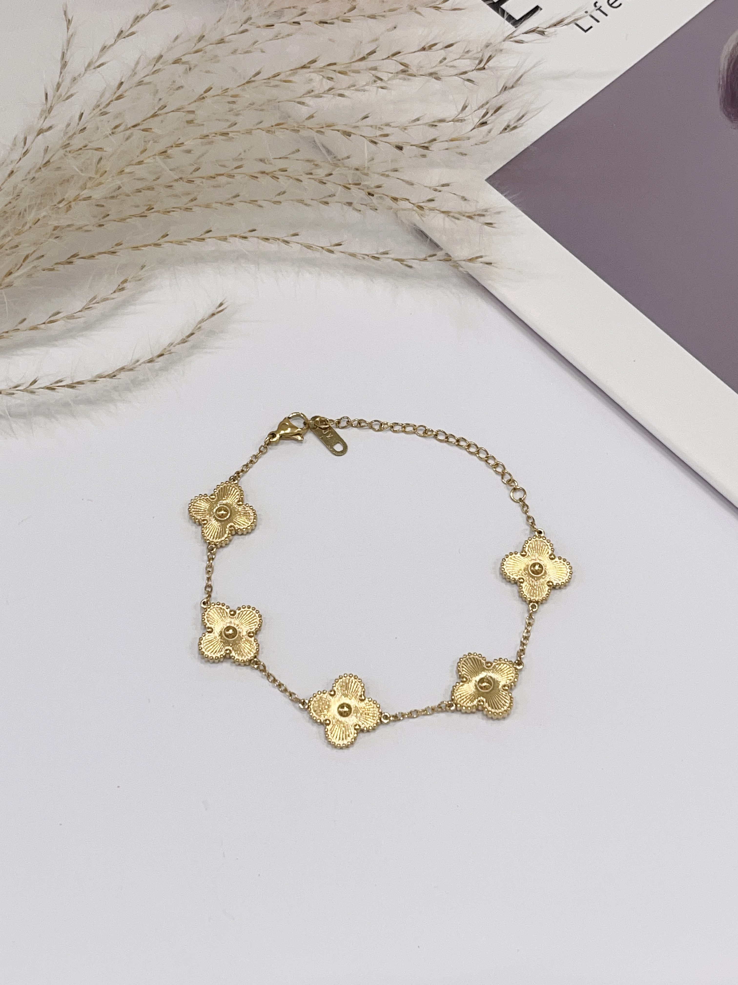 复古小花风 钛钢手链