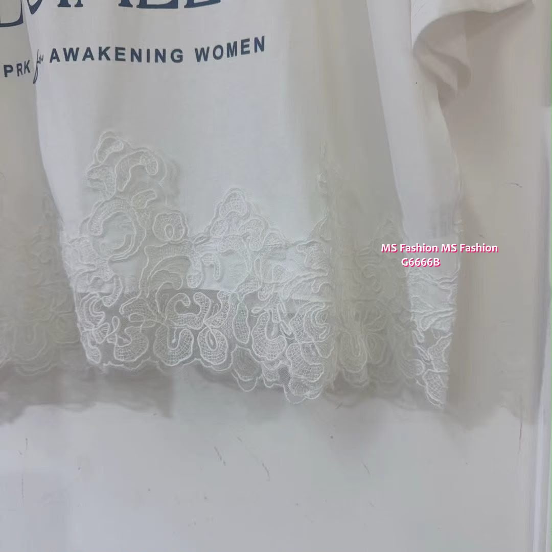 G6666 lace腳字母top