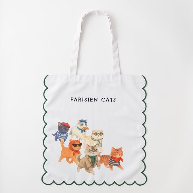 【日本直送】Jubilee 可愛刺繡波浪邊 Tote Bag！貓奴狗奴必備大容量手提袋 