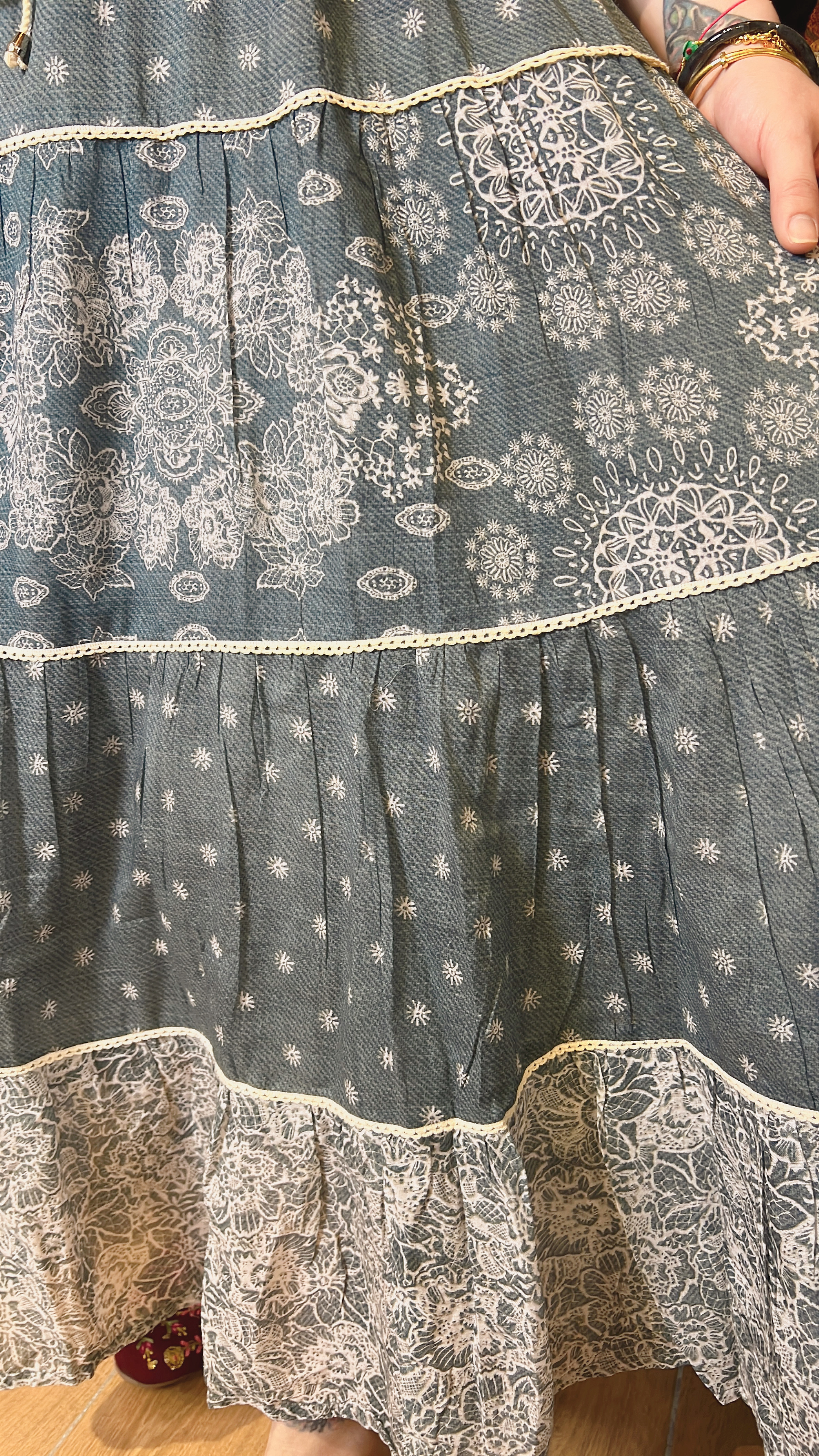 Ash Blue Cotton with Pearl Beads4-Layered OP 47" #1067