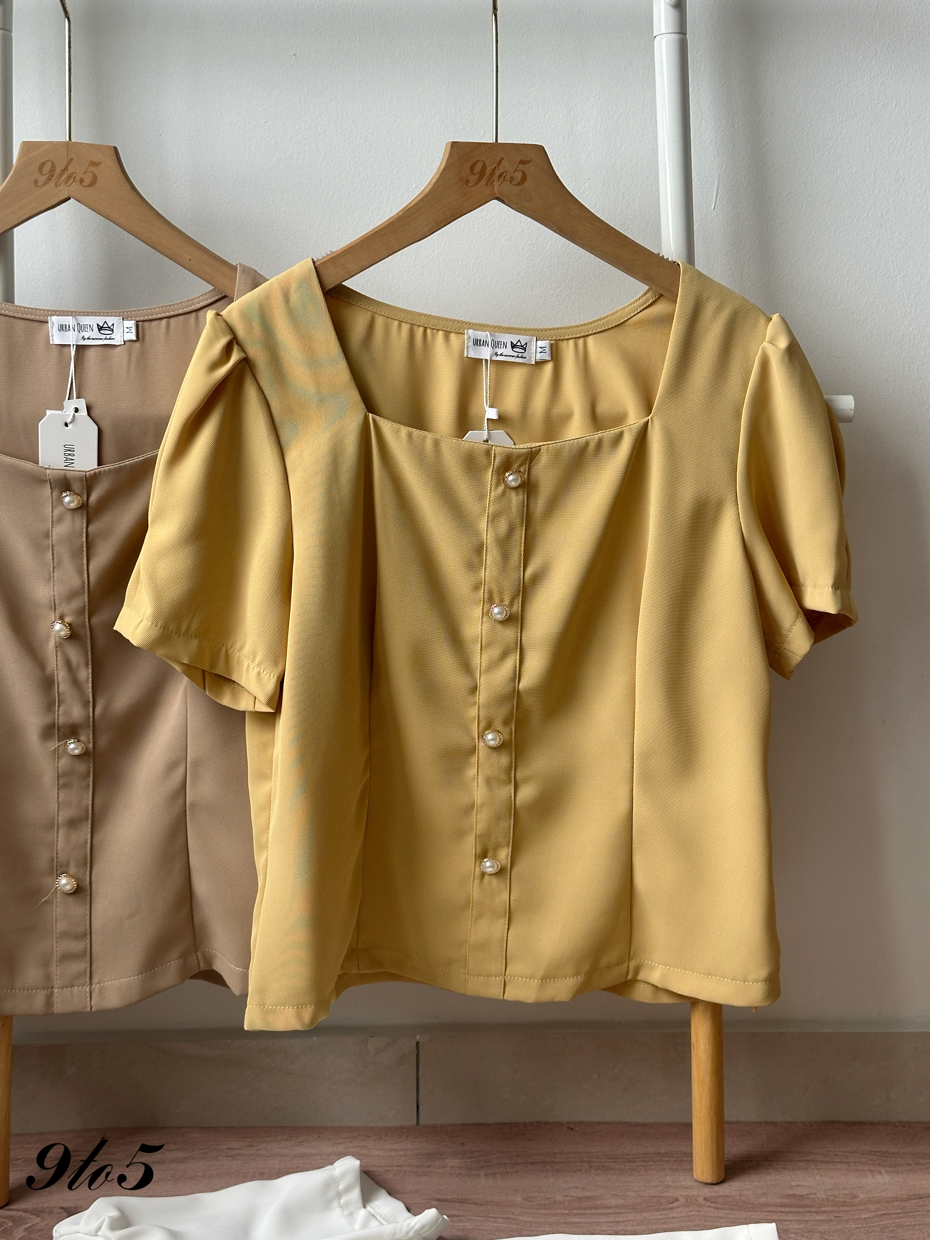 T4361 Puff Sleeve Square Neck Top - 4 Colors 