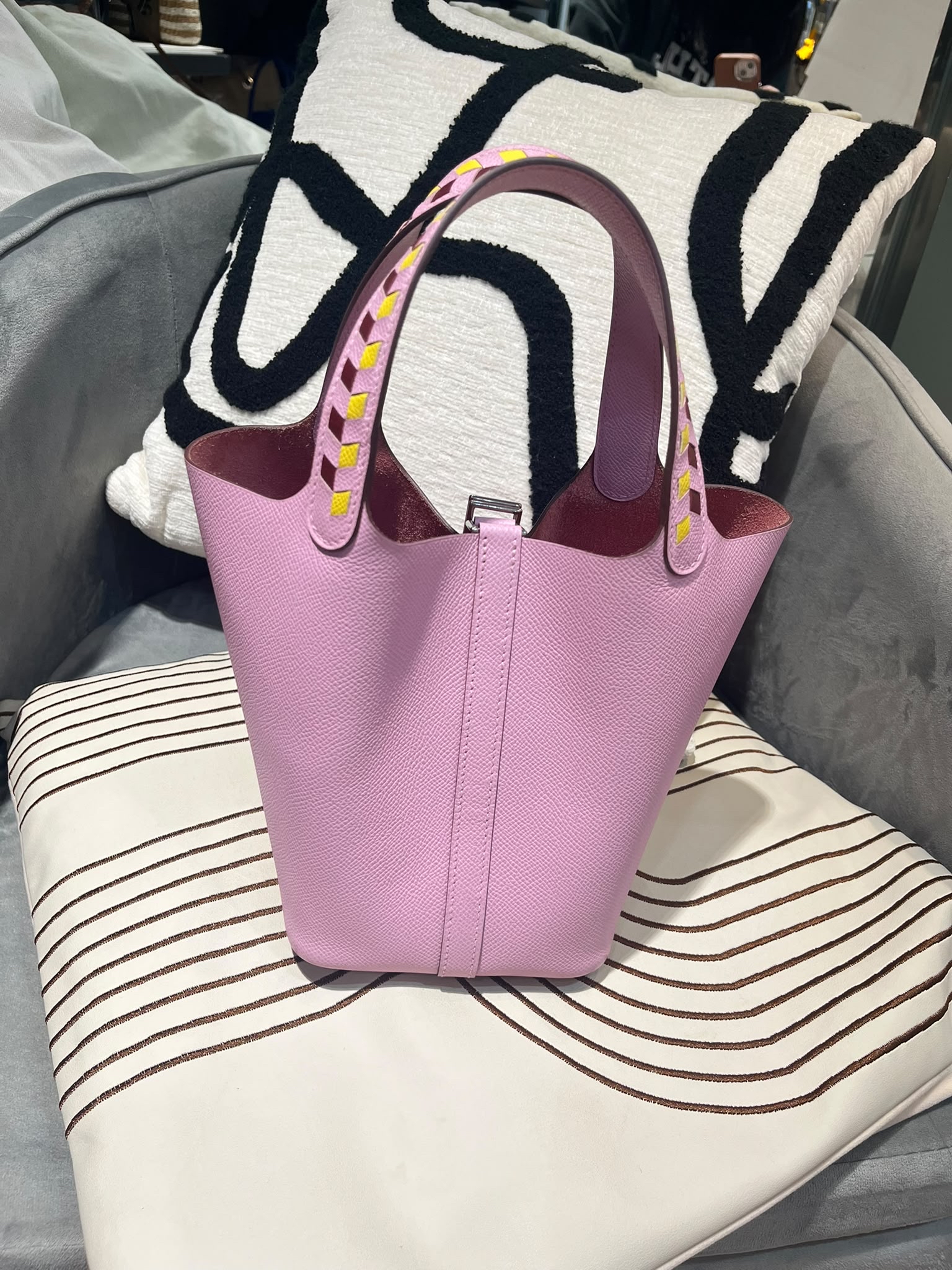 Hermes Picotin 18,錦葵紫STAMP D 特別限量款 Tressage de Cuir 系列Epsom 牛皮， 100%Authentic ,95%new ☑️Key lock ☑️dust bag 