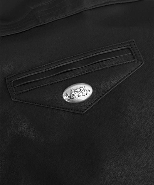 Leather High-Neck Jacket - Black